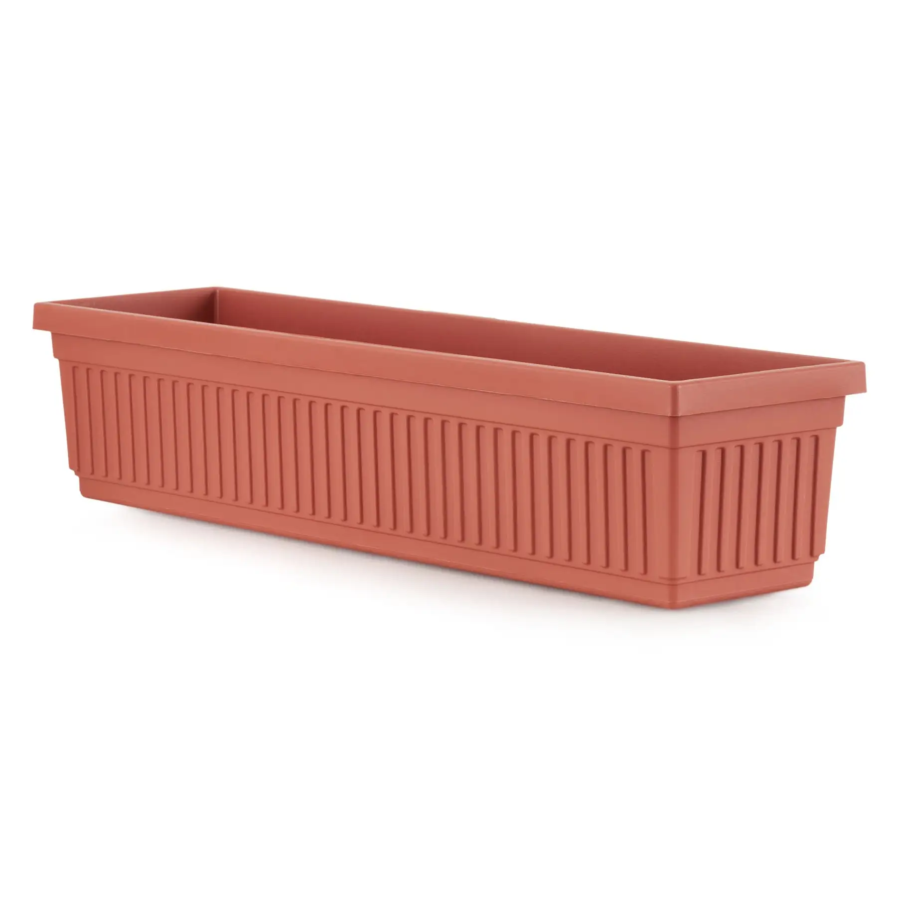 HC Companies 30 Inch Fluted Plastic Venetian Garden Flower Window Box, Clay