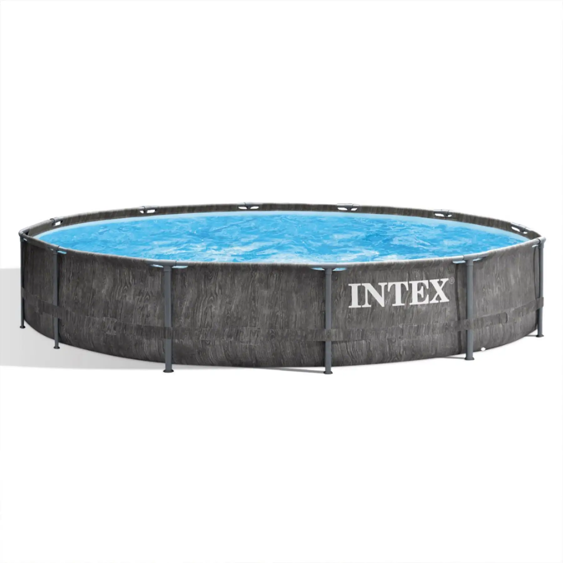 Intex Greywood Prism Frame 12'x30" Round Above Ground Swimming Pool, Grey Design