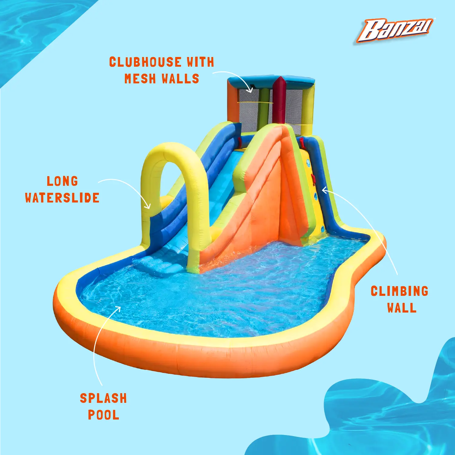 Banzai Outdoor Inflatable Pinata Bash Party Slide Aquatic Activity Water Park - Image 3