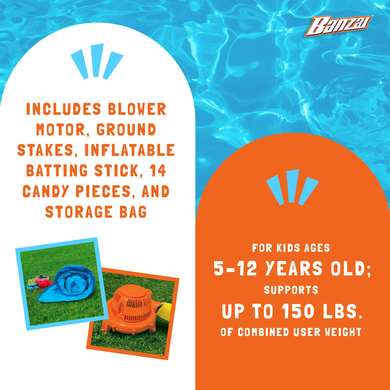 Banzai Outdoor Inflatable Pinata Bash Party Slide Aquatic Activity Water Park - Image 4