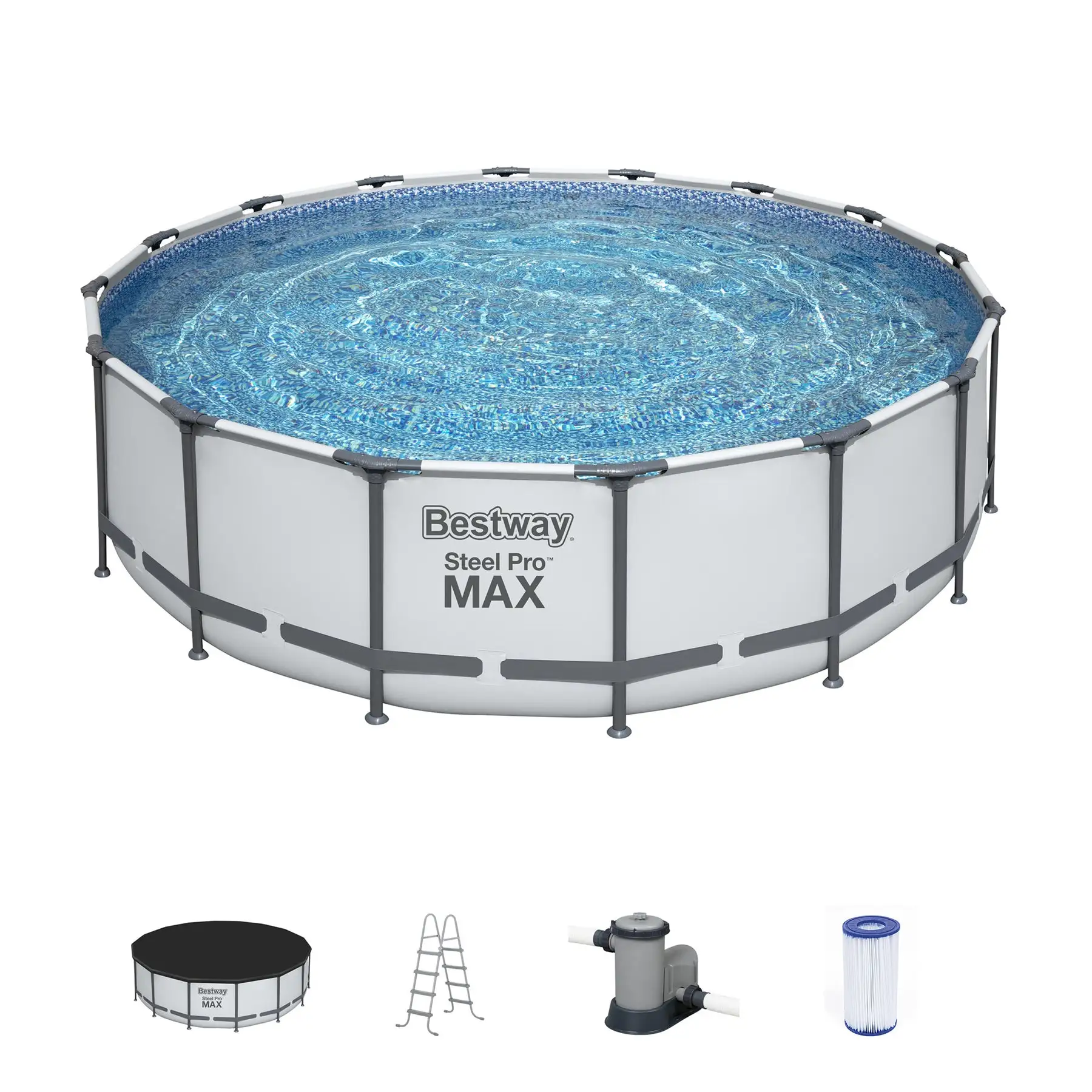 Bestway Steel Pro MAX 16'x48" Round Above Ground Swimming Pool with Pump & Cover