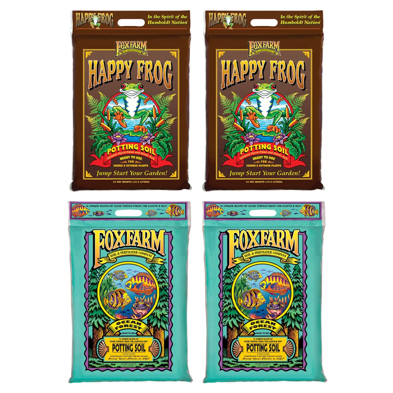 FoxFarm Happy Frog Nutrient and Ocean Forest Garden Potting Soil Mix (2 Pack)