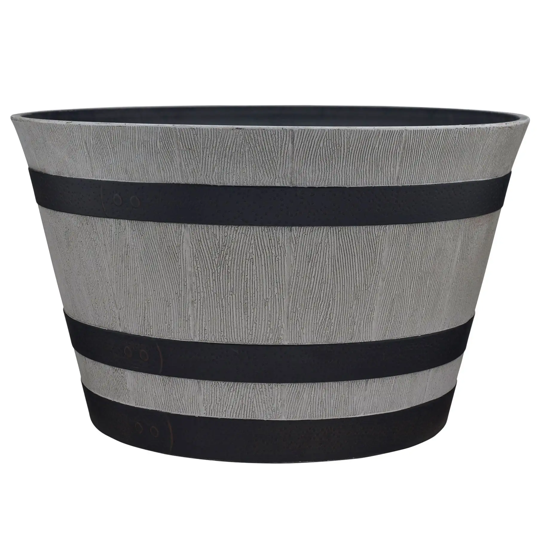 Southern Patio HDR-055457 Resin Whiskey Barrel Outdoor Garden Planter Pot, Gray