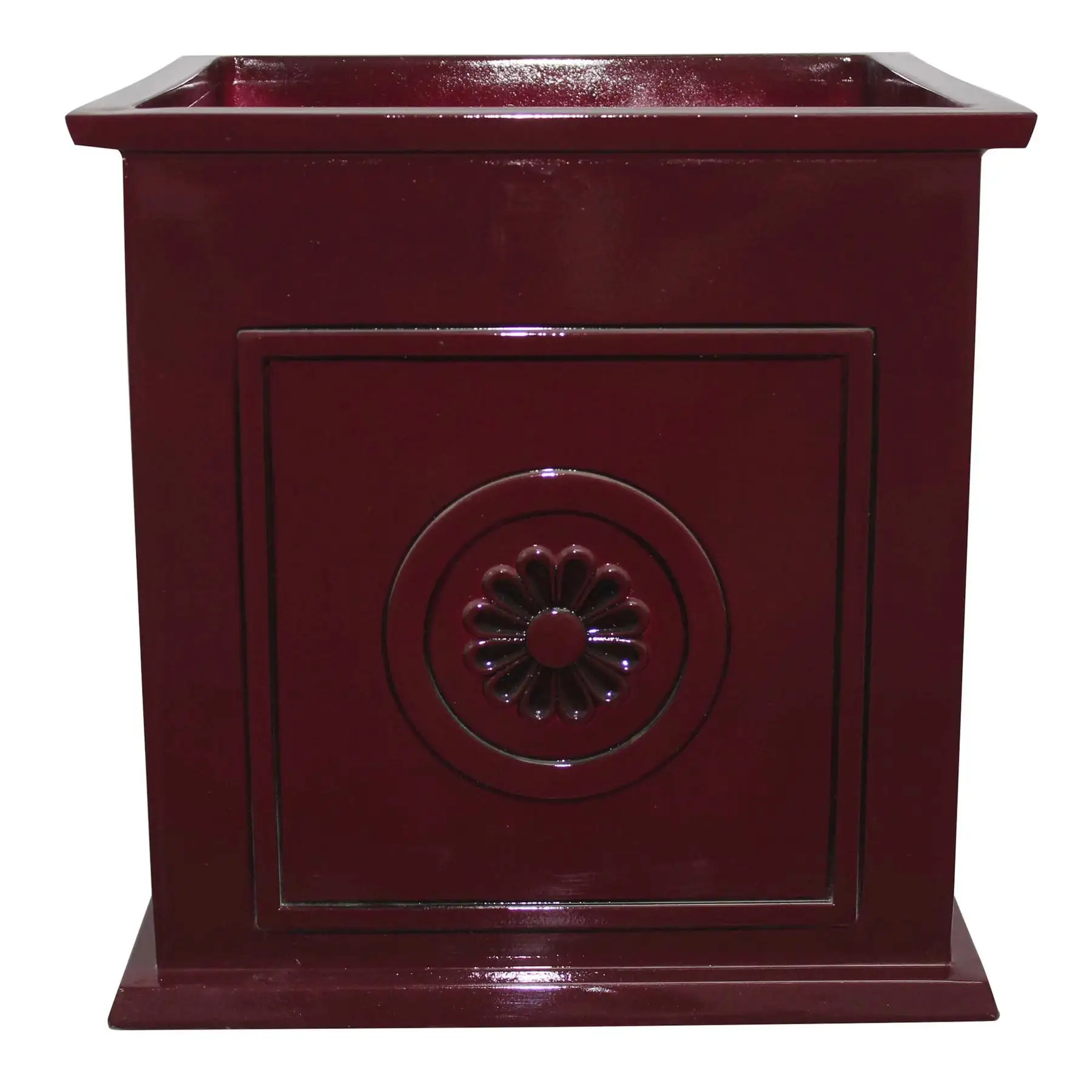 Southern Patio Colony 16 Inch Square Resin Outdoor Planter Urn, Oxblood Red