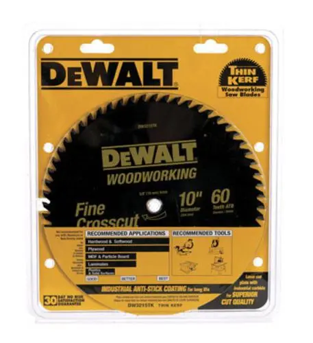 DeWalt DW3215PT Thin Kerf 60T Carbide-Tipped Coated Saw Blade 10"