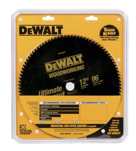 DeWalt DW7296PT Thin Kerf 96T Carbide-Tipped Coated Saw Blade 12"