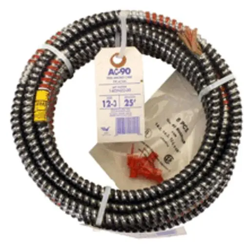 Southwire 61023221 Armored Cable Cu Thhn Black & White & Red Bond Al Ac