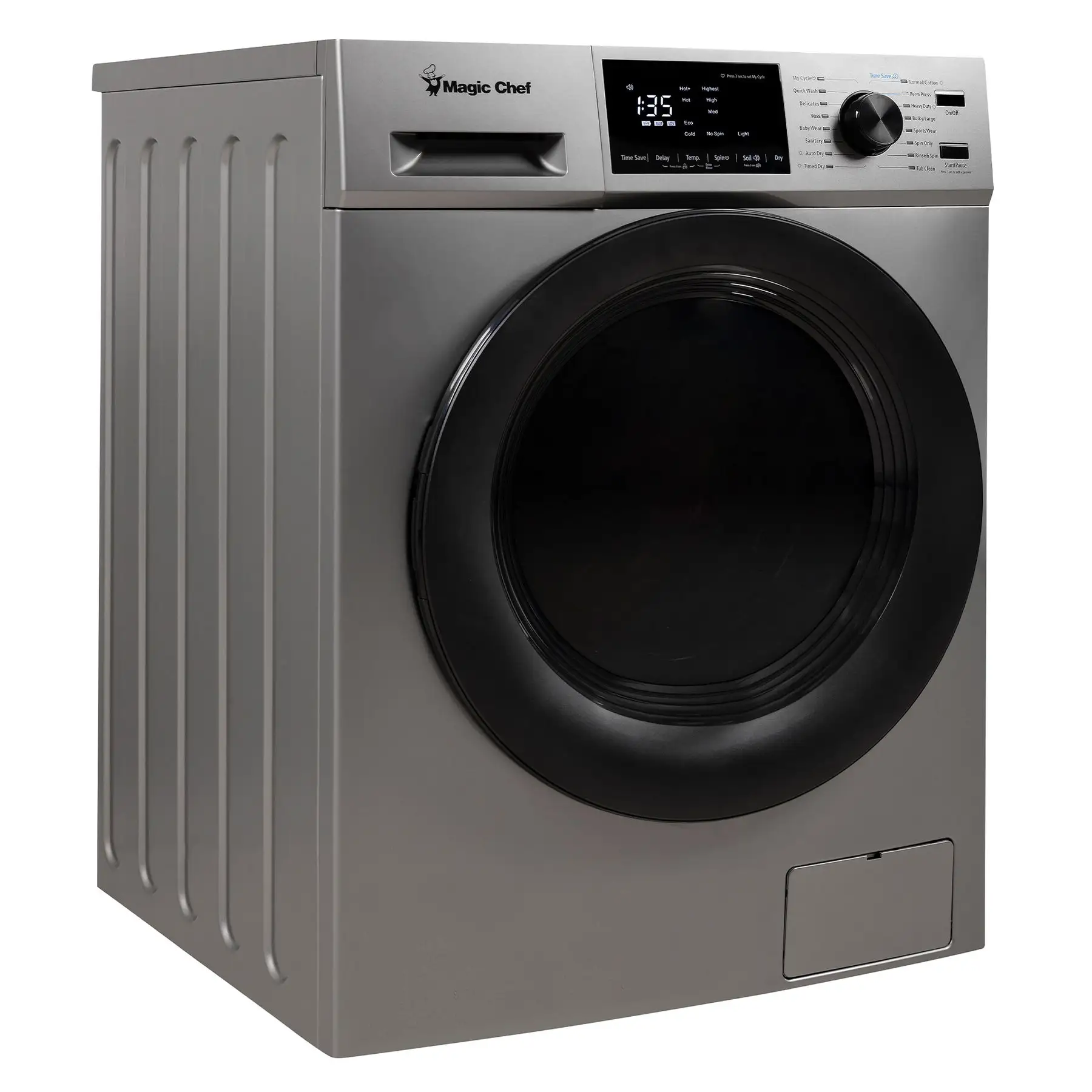 Magic Chef MCSCWD27S5 2.7 Cu Ft Front Load Washer And Dryer Combination, Silver