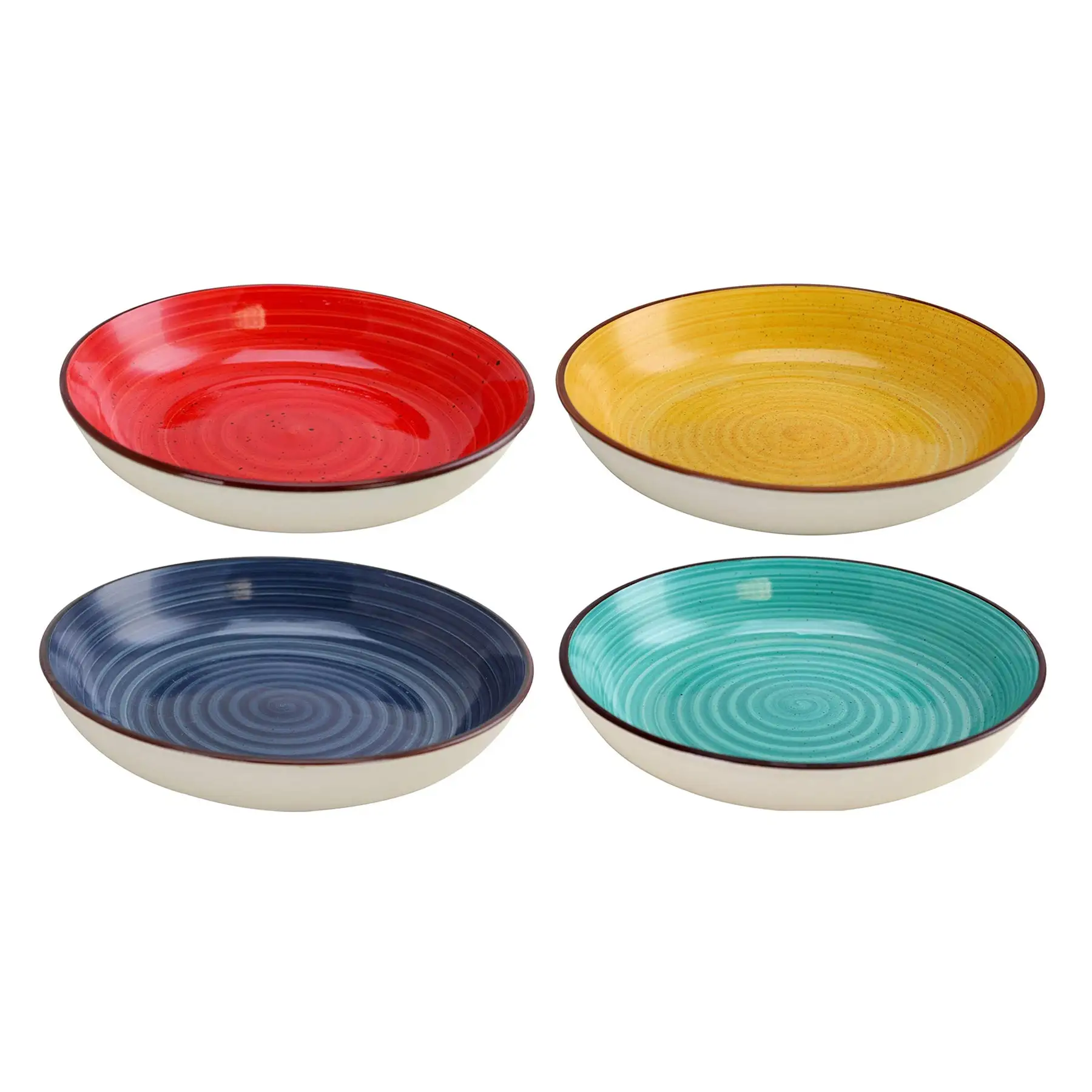 Gibson Color Speckle 4 Piece Stoneware Salad Bowl Dish Set, Assorted Colors