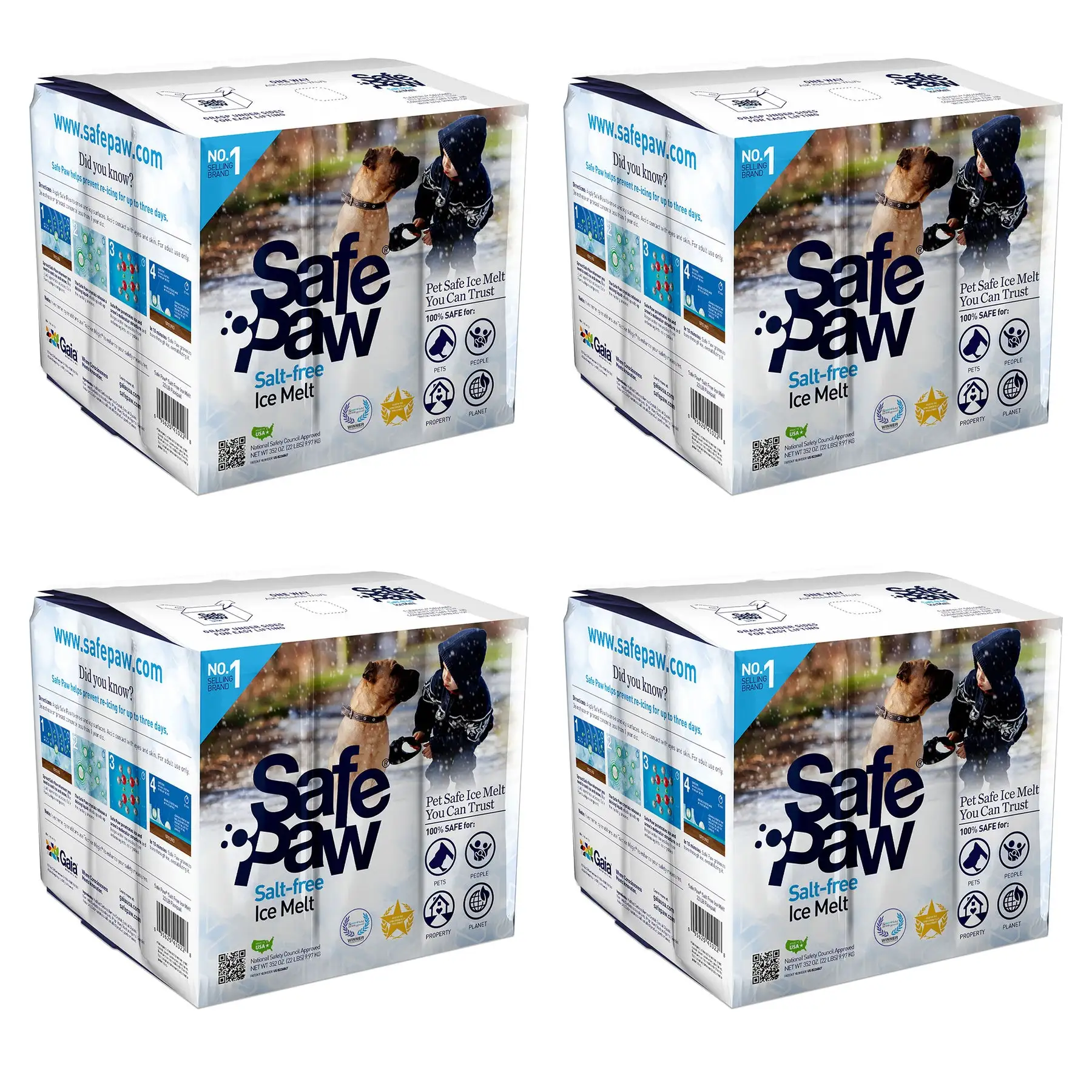 Safe Paw Pet Friendly Concrete Safe Salt Free Ice Melt, 22 Lb Flexicube (4 Pack)