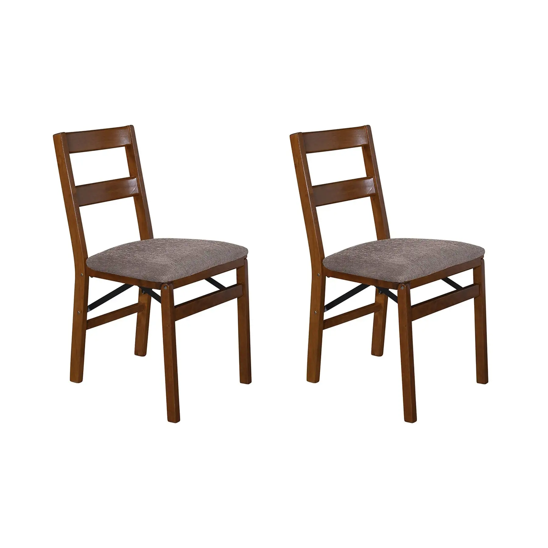 MECO Stakmore Classic Upholstered Seat Folding Chair Set, Fruitwood (2 Pack)