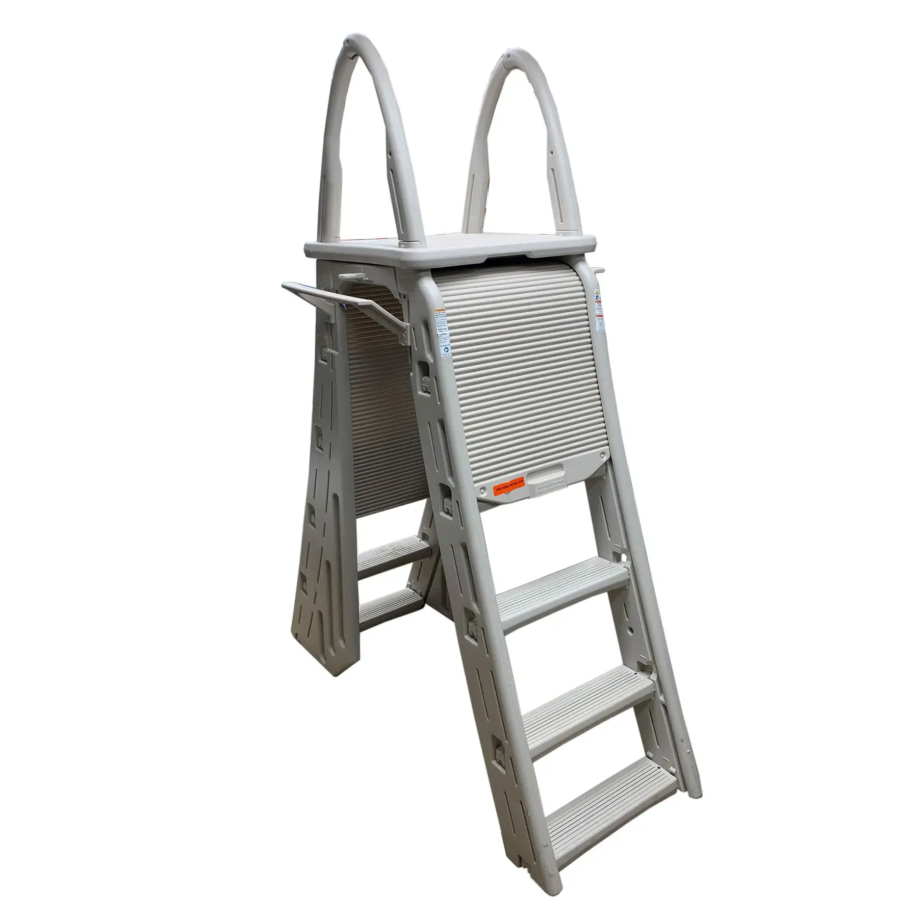 Confer Plastics Roll-Guard Adjustable A-Frame Pool Safety Ladder, Warm Gray