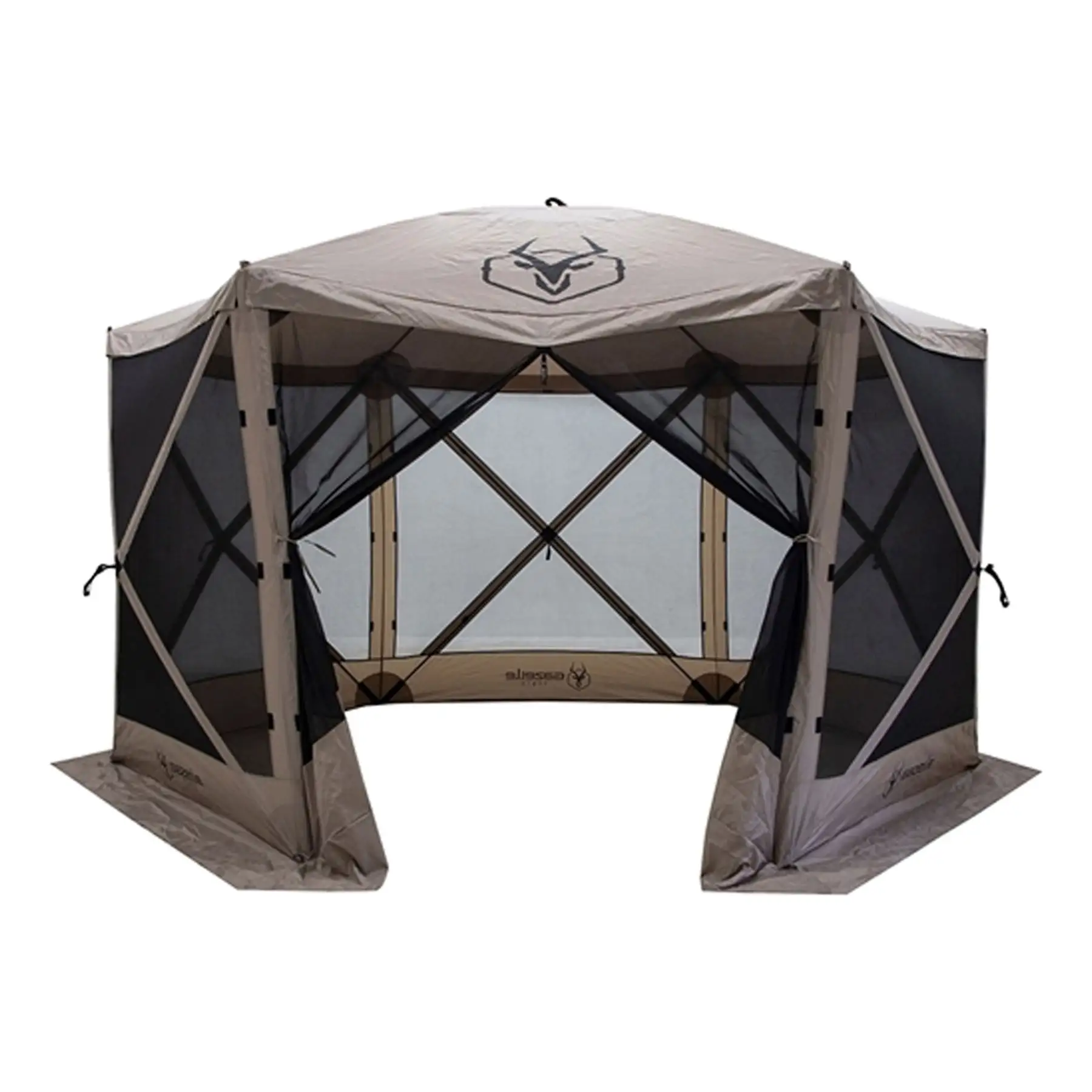 Gazelle G6 12ft x 12ft 6-Sided Pop Up Portable 8 Person Gazebo Tent, Desert Sand