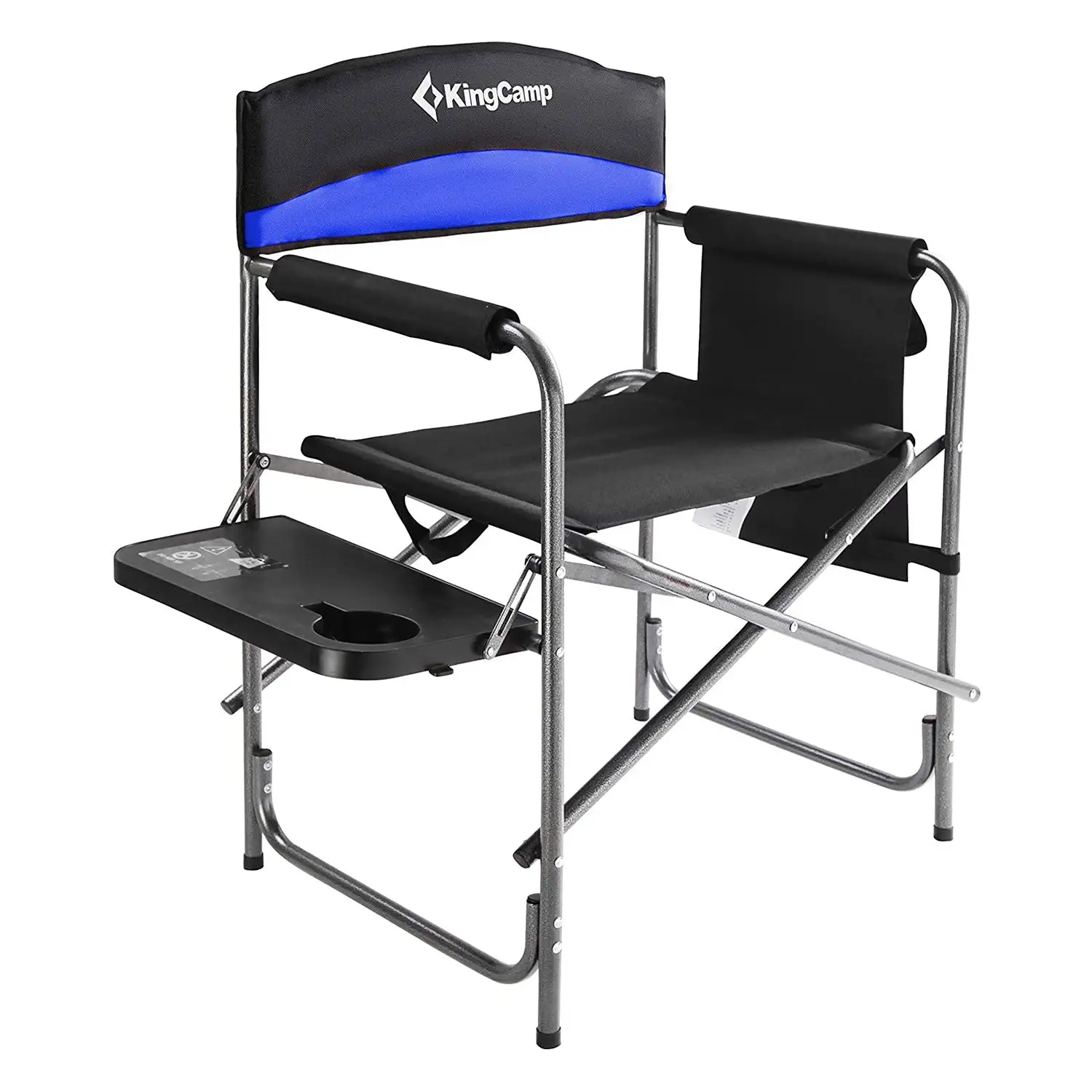 KingCamp Compact Camping Folding Chair with Side Table and Storage Pocket, Blue