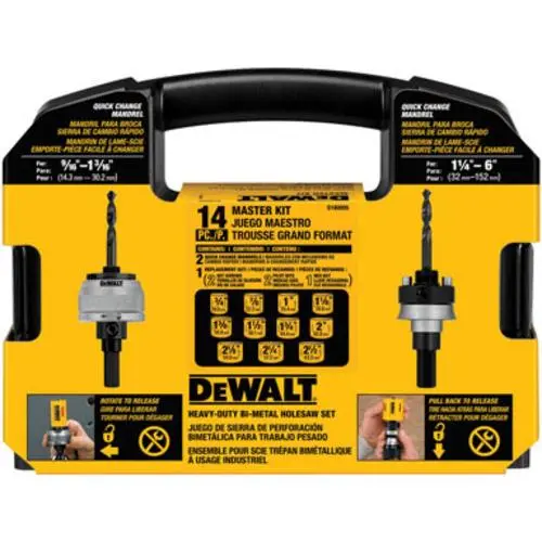 Dewalt D180005 Master Hole Saw Set With Quick Change Mandrels