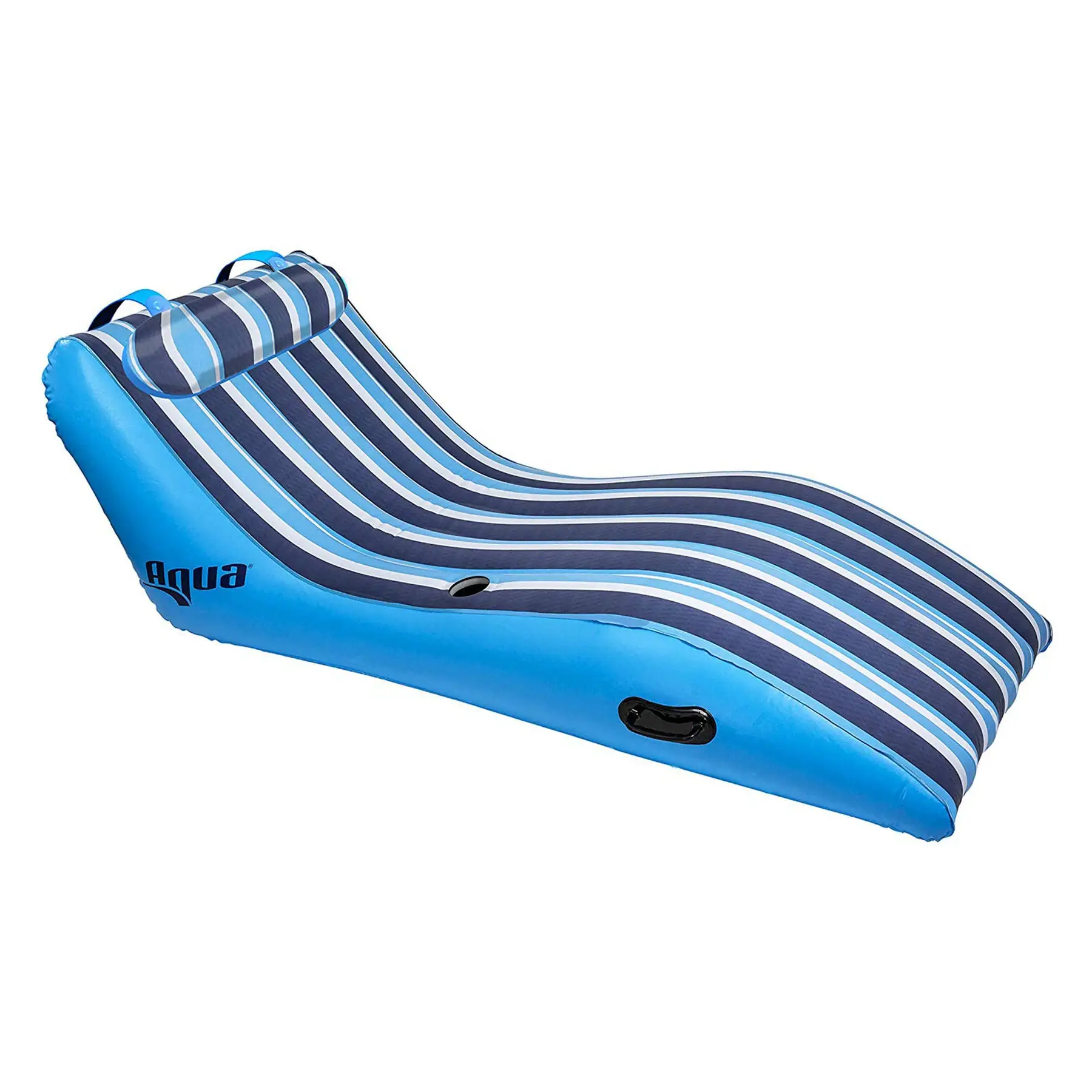 Aqua Key West Cushioned Comfort Lounge Pool Float and Dual Action Hand Pump