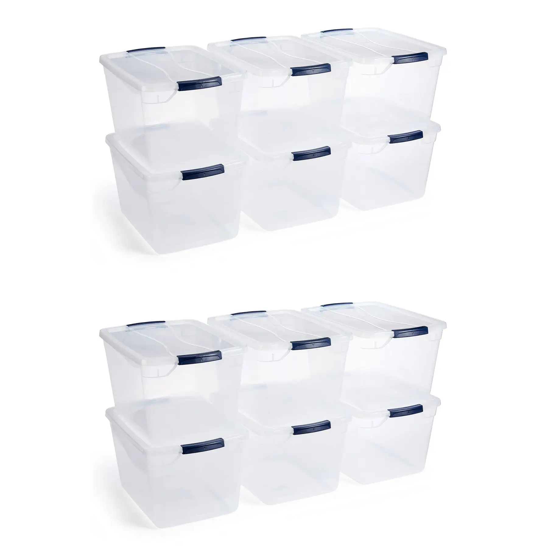 Rubbermaid Cleverstore 30 Quart Plastic Storage Tote Container w/ Lid (12 Pack)