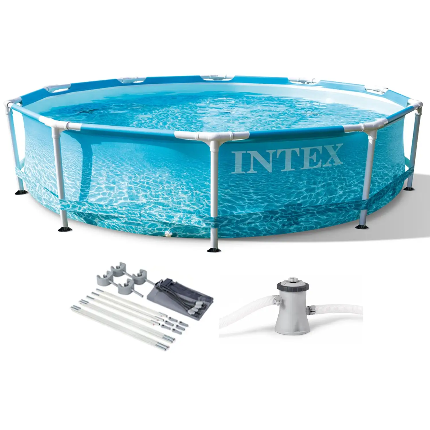 Intex 28207EH 10' x 30" Metal Frame Beachside Swimming Pool w/ Pump and Canopy