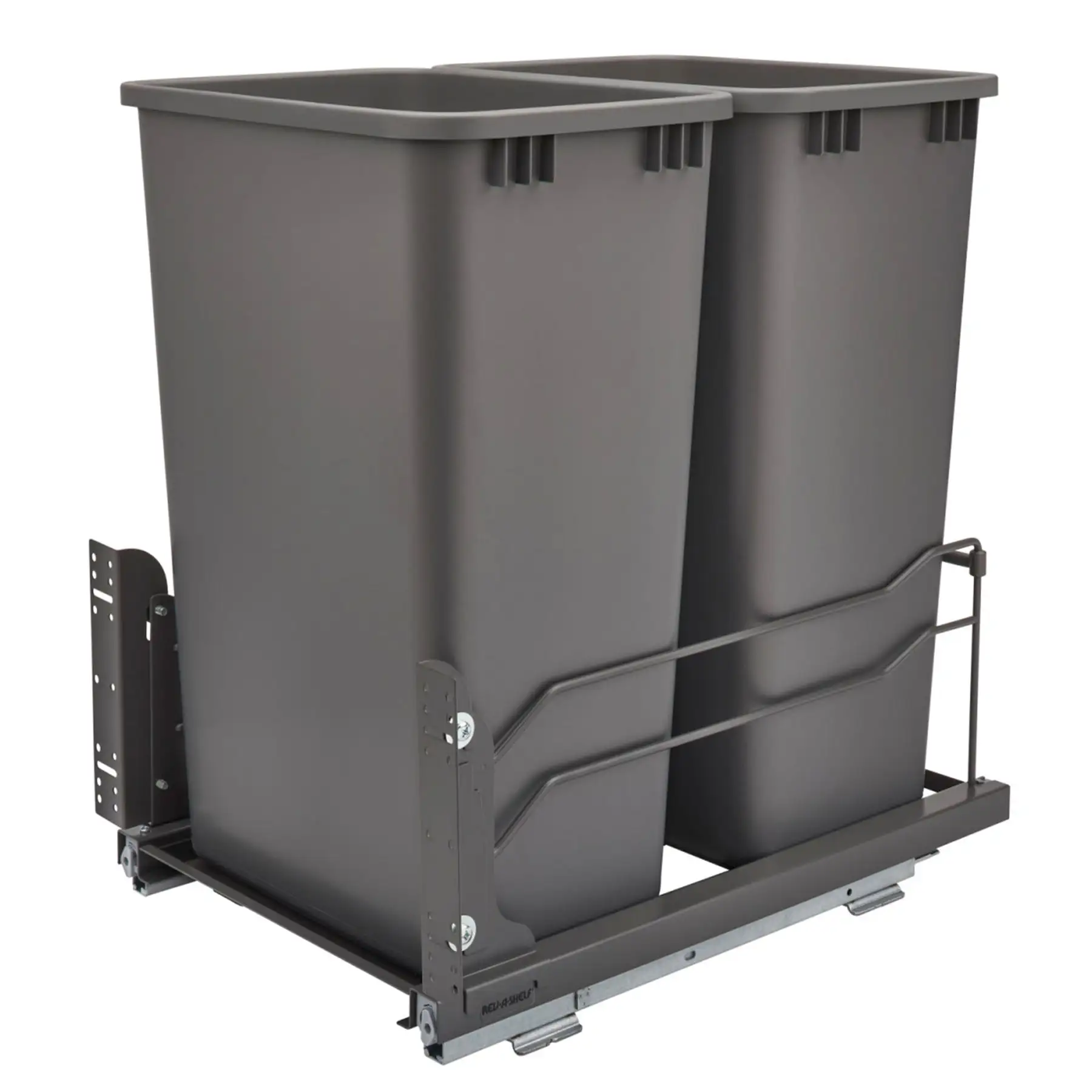 Rev-A-Shelf Double Pullout Trash Can 50 qt. with Soft-close, 53WC-2150SCDM-213