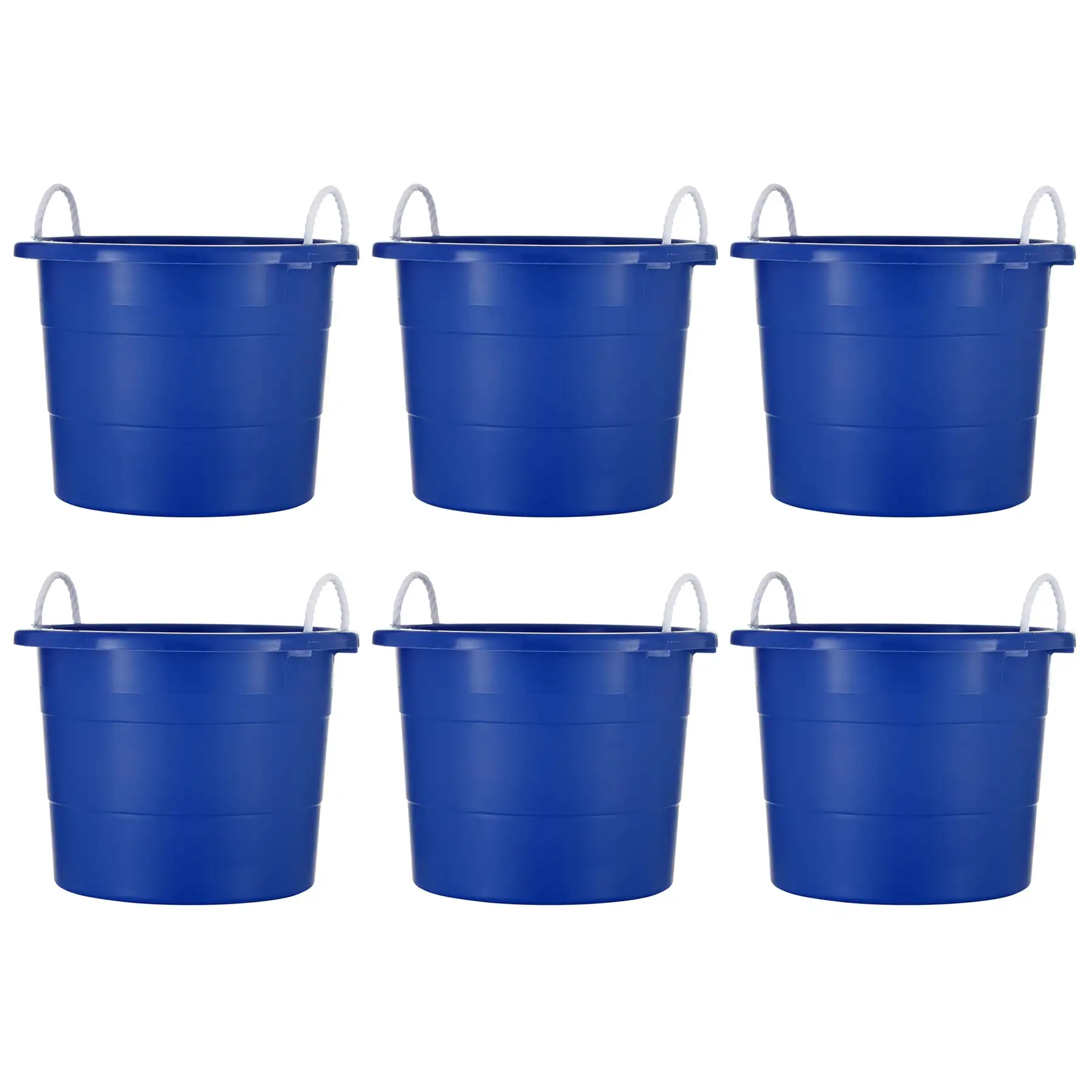 United Solutions 19 Gallon Large Plastic Utility Tub w/ Rope Handle, Blue 6 Pack