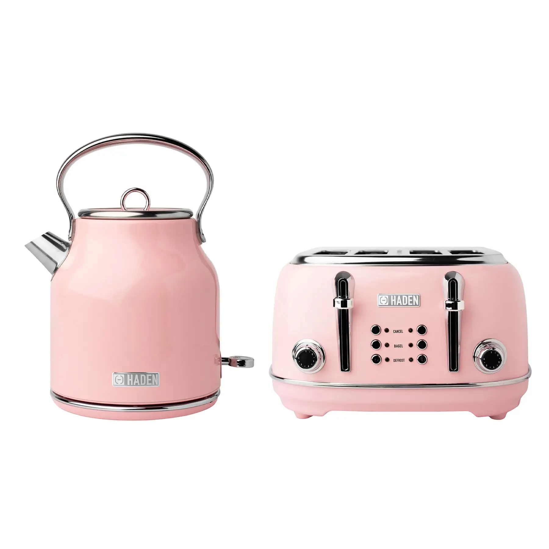 Haden Heritage Electric Water Kettle & 4 Slice Wide Slot Toaster, English Rose