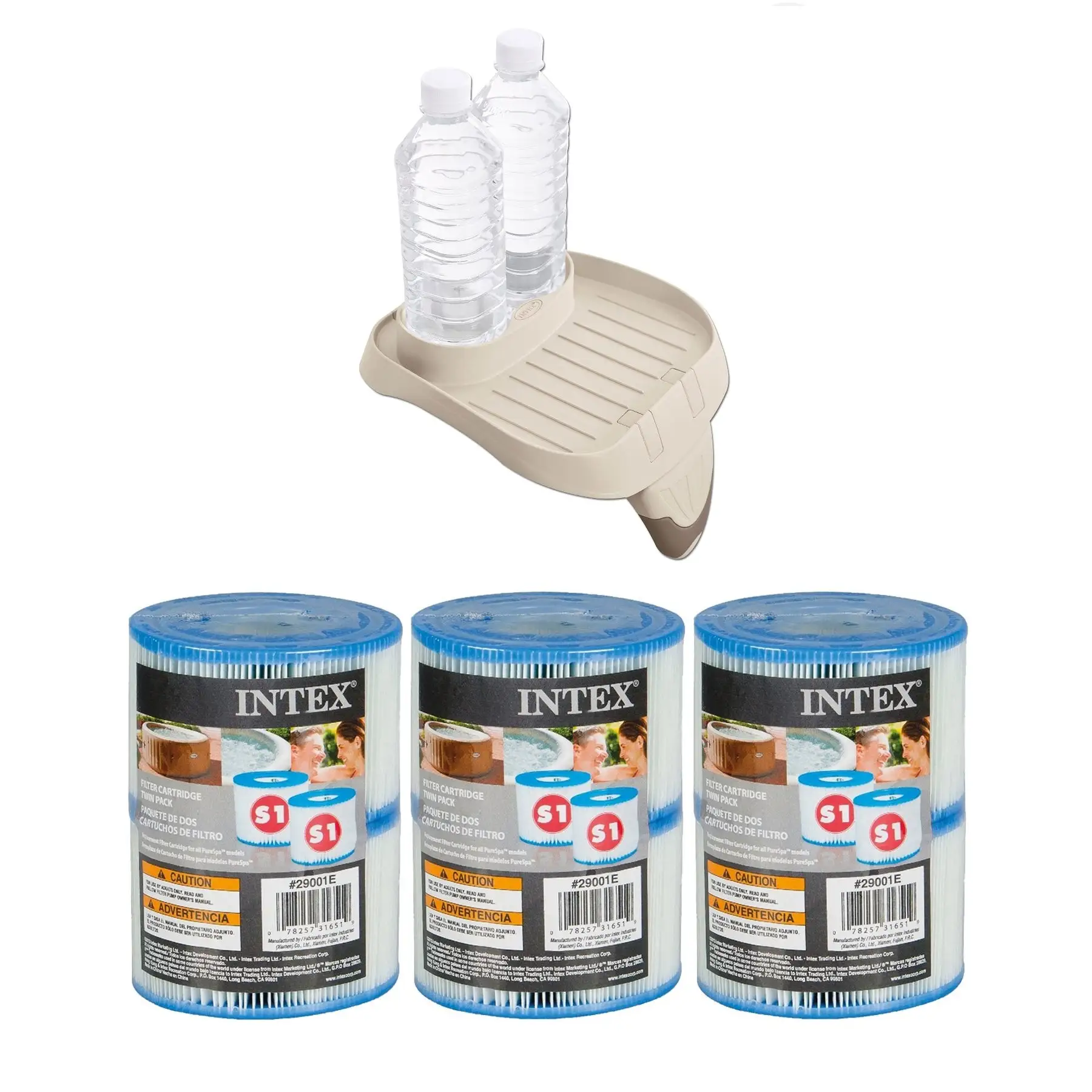 Intex Attachable Cup Holder/Refreshment Tray and Type S1 Pool Filters (3 Pack)