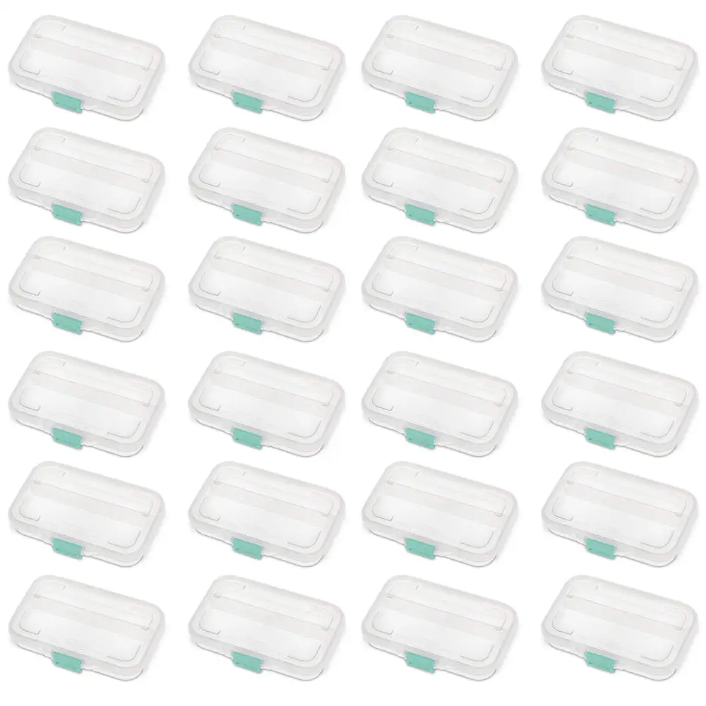 Sterilite Convenient Small Divided Clear Storage Pencil Box & Latch Lid, 24 Pack