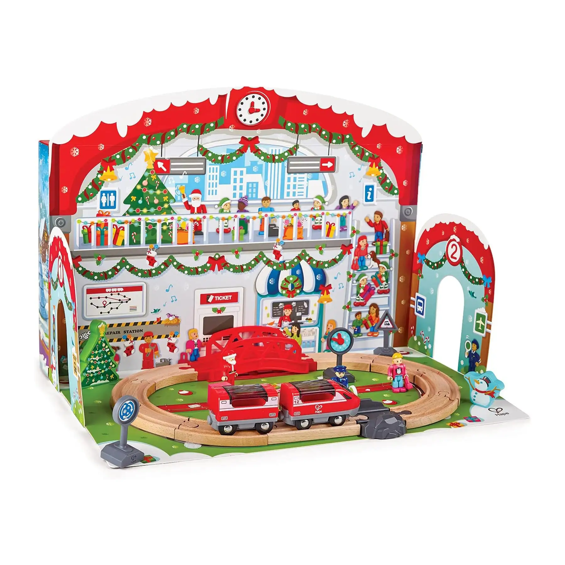 Hape Kids Wooden Grand Station Christmas Advent Calendar Set w/ 24 Pieces