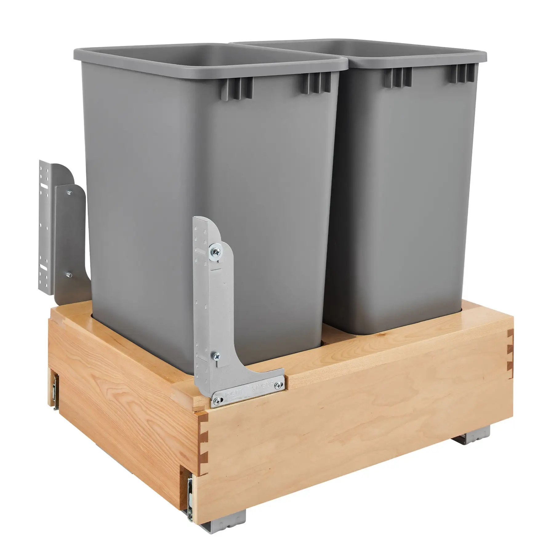 Rev-A-Shelf Double Pullout Bottom Mount Trash Can 50 qt., Gray, 4WCBM-2150DM-2