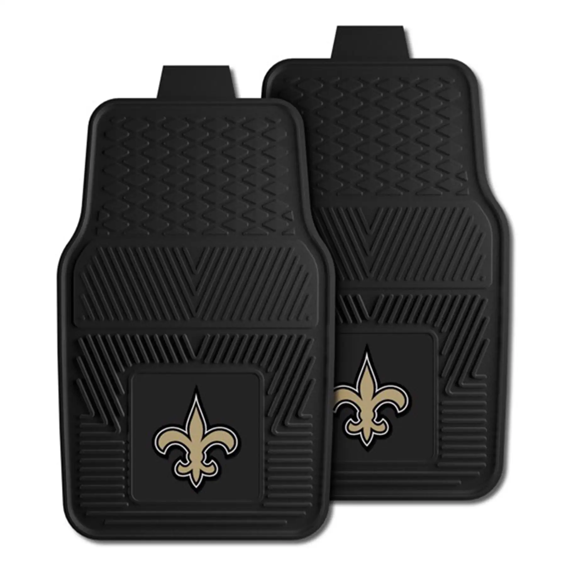 Fanmats 27x17in Vinyl Front Car Floor Mat 2 Piece Set, NFL New Orleans Saints