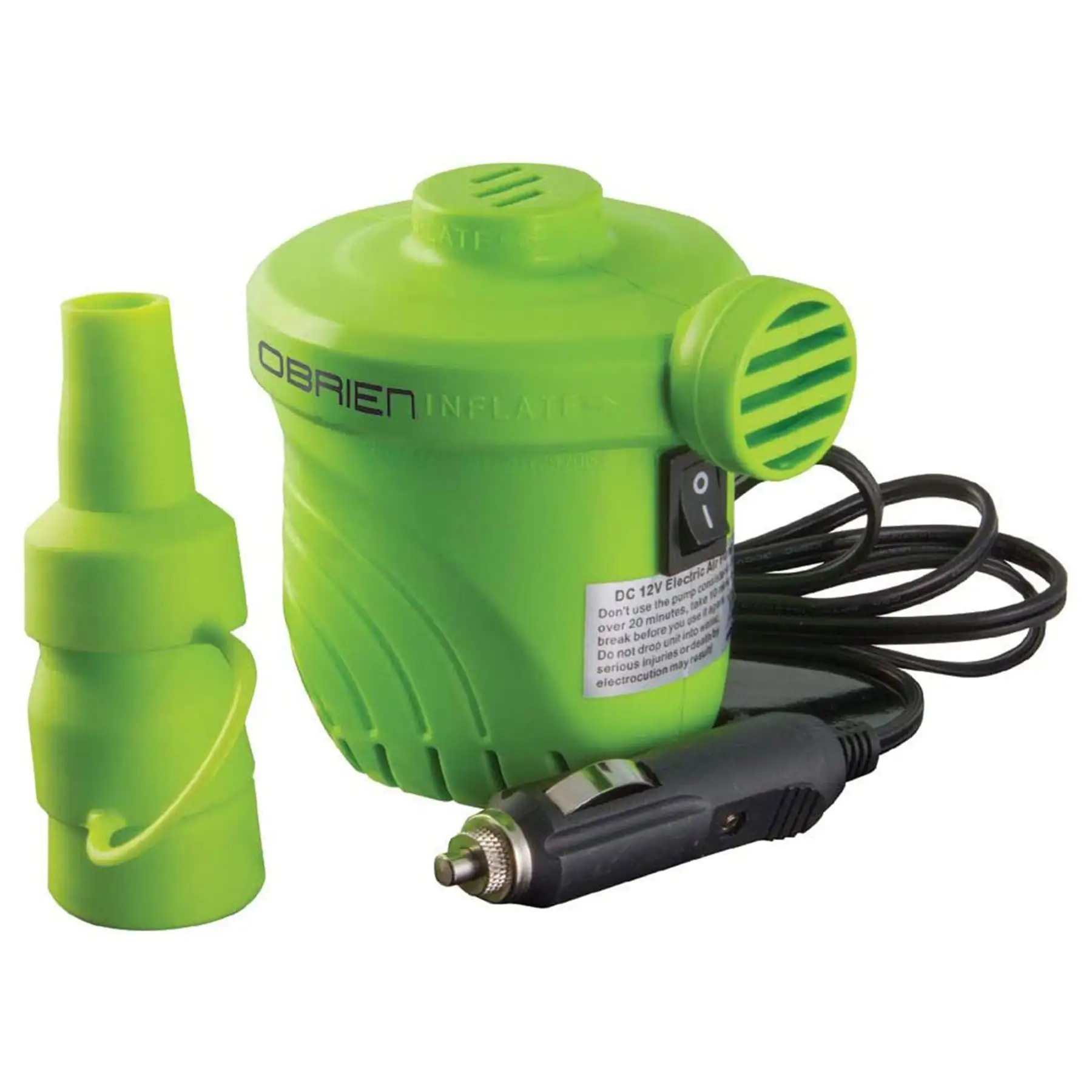 O'Brien 12 Volt Electric Inflator & Deflator Pump with 3 Nozzles & 6 Foot Cord