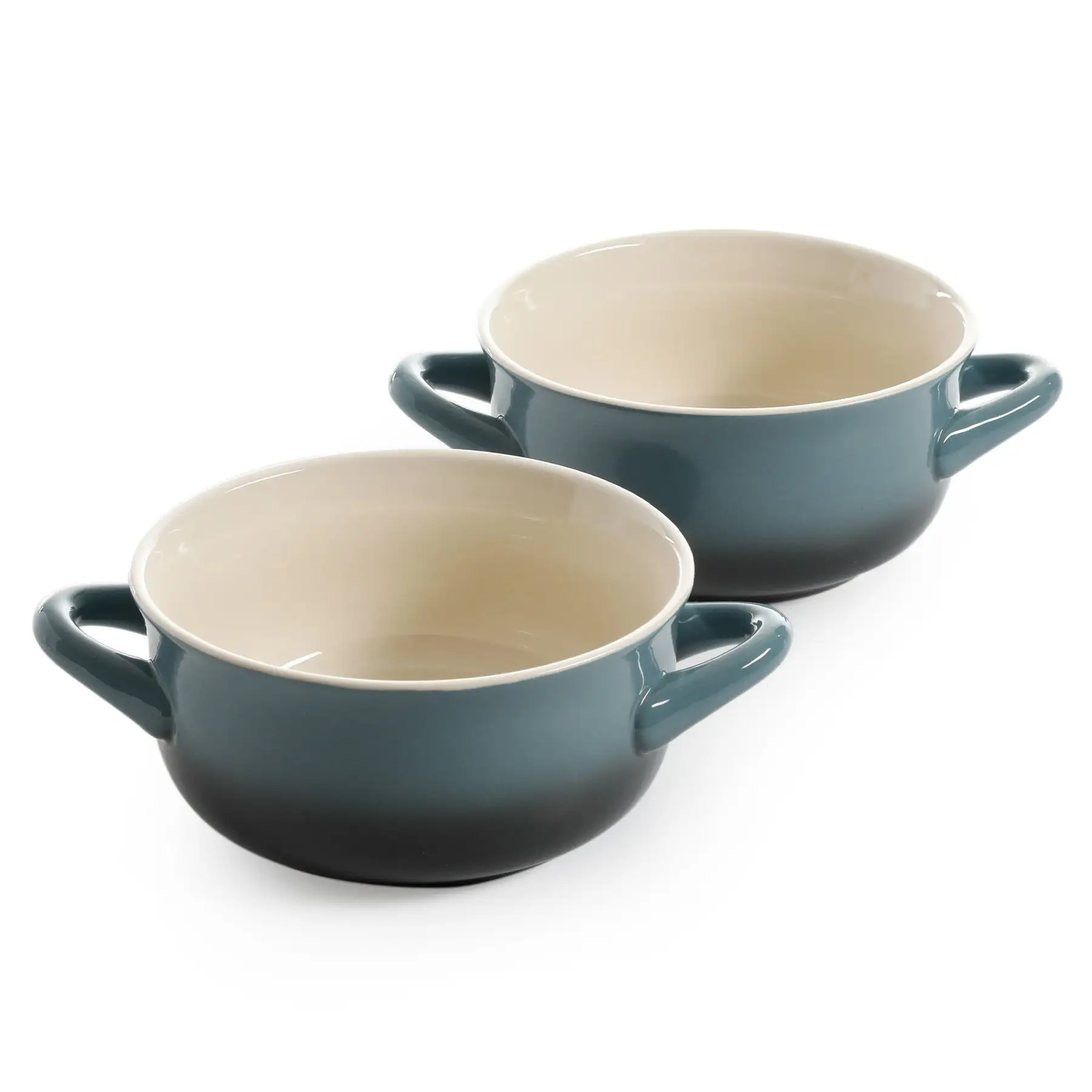 Crock-Pot 30oz Artisan Stoneware Soup Bowl w/ Handle, 2 Pack, Gray Gradient