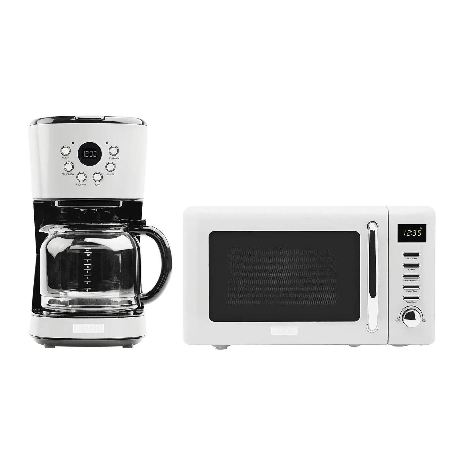 Haden Heritage 12 Cup Programmable Coffee Maker with Countertop Microwave, Ivory