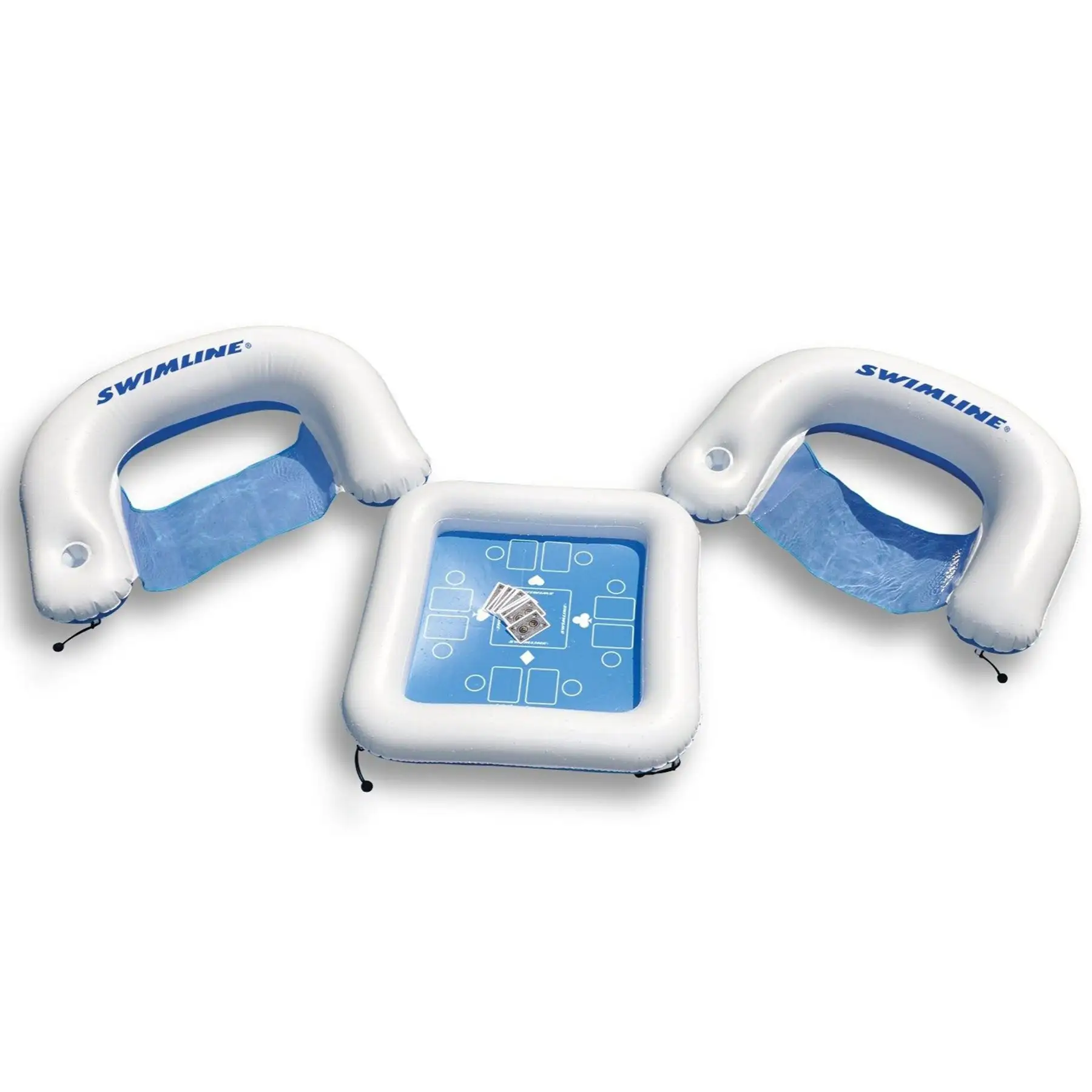 Swimline Inflatable Game Station Pool Float w/ Seats, Table, Cup Holders & Cards