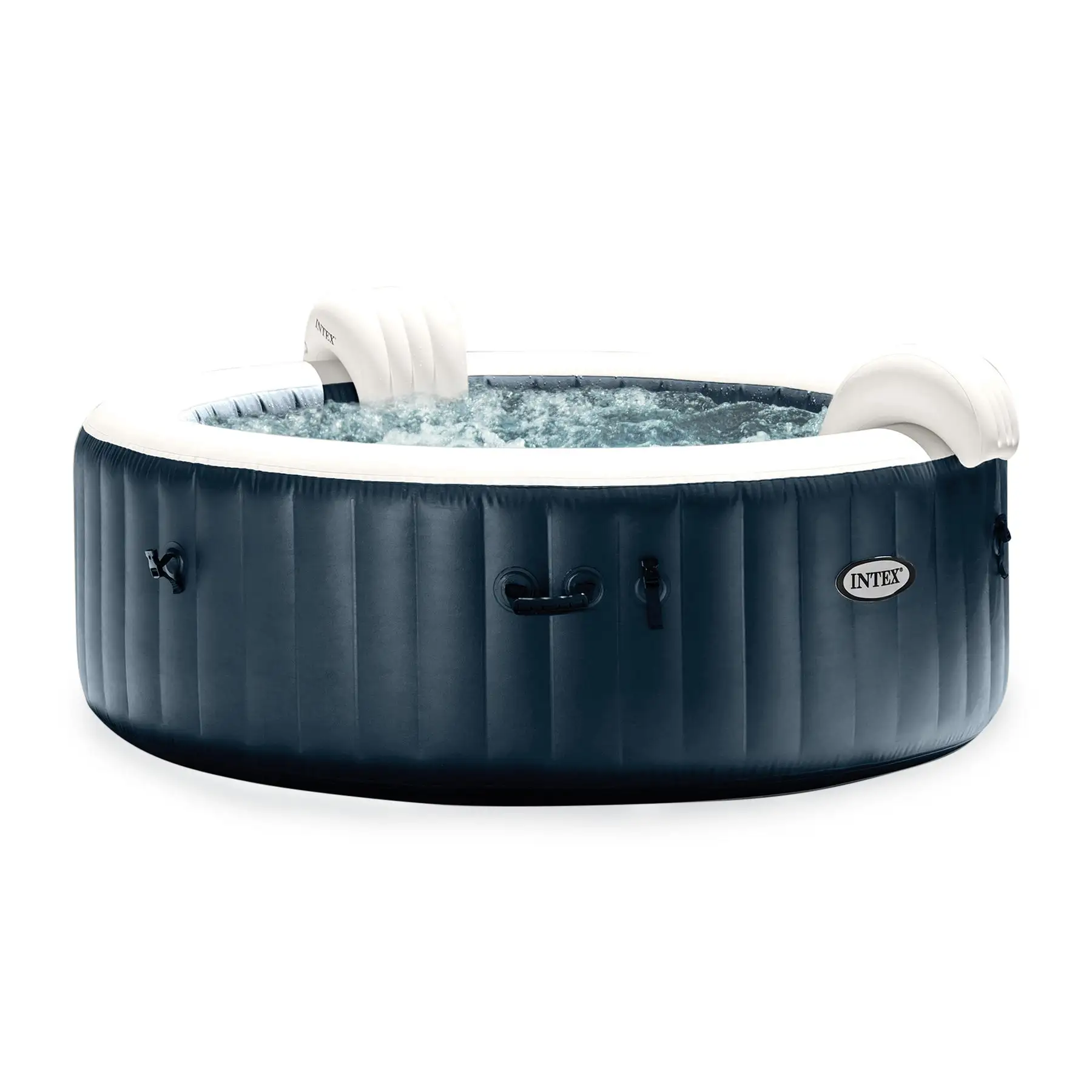 Intex PureSpa Plus 6 Person Inflatable Round Hot Tub Set with 170 AirJets, Blue