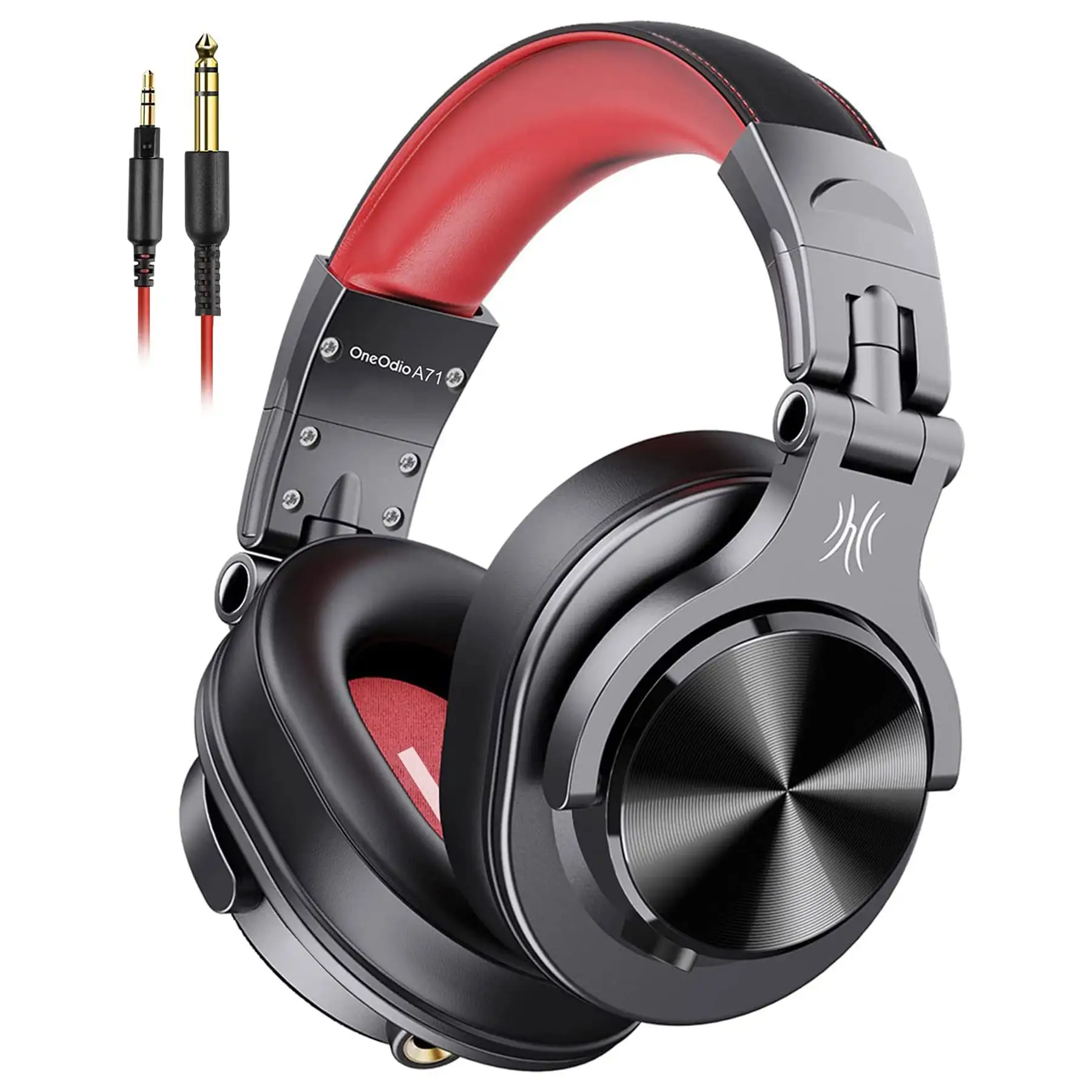 OneOdio A71 Studio Gaming Portable Wired Over Ear Headphones w/ Boom Mic, Red