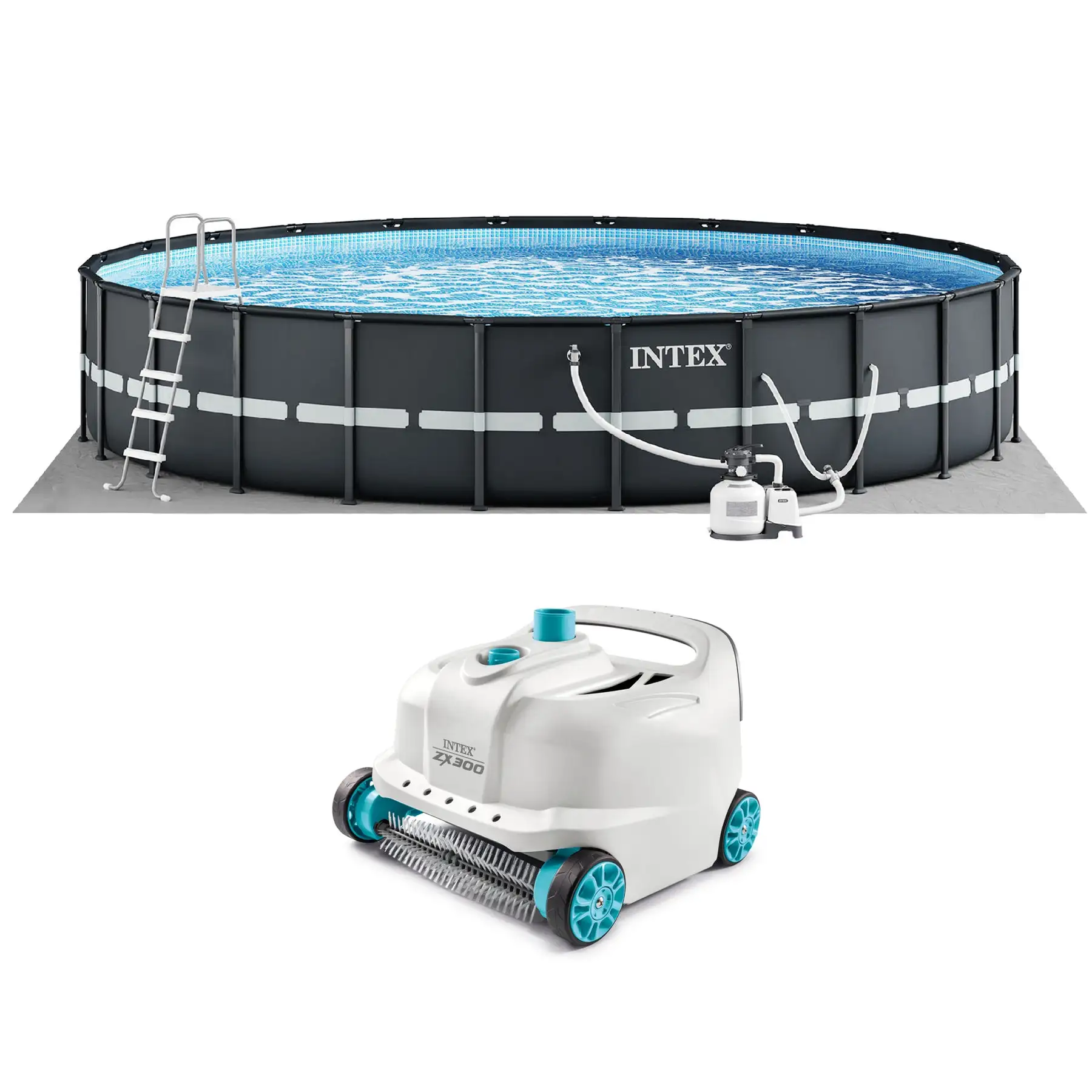 Intex Ultra XTR 18' x 52" Above Ground Outdoor Pool Set with Pump & Robot Vacuum