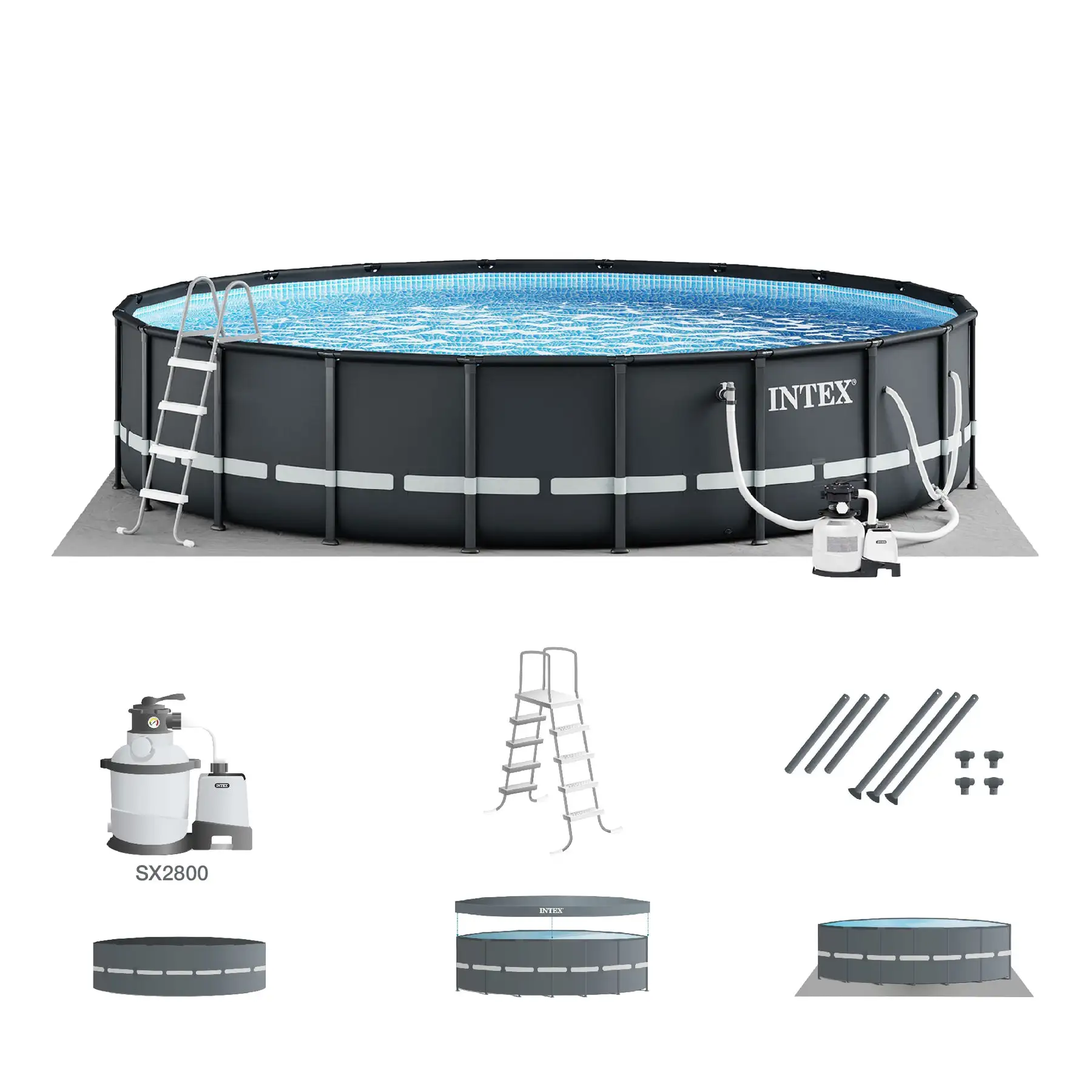 26 Ft x 52 In Ultra Frame Above Ground Swimming Pool with Pump&Ladder