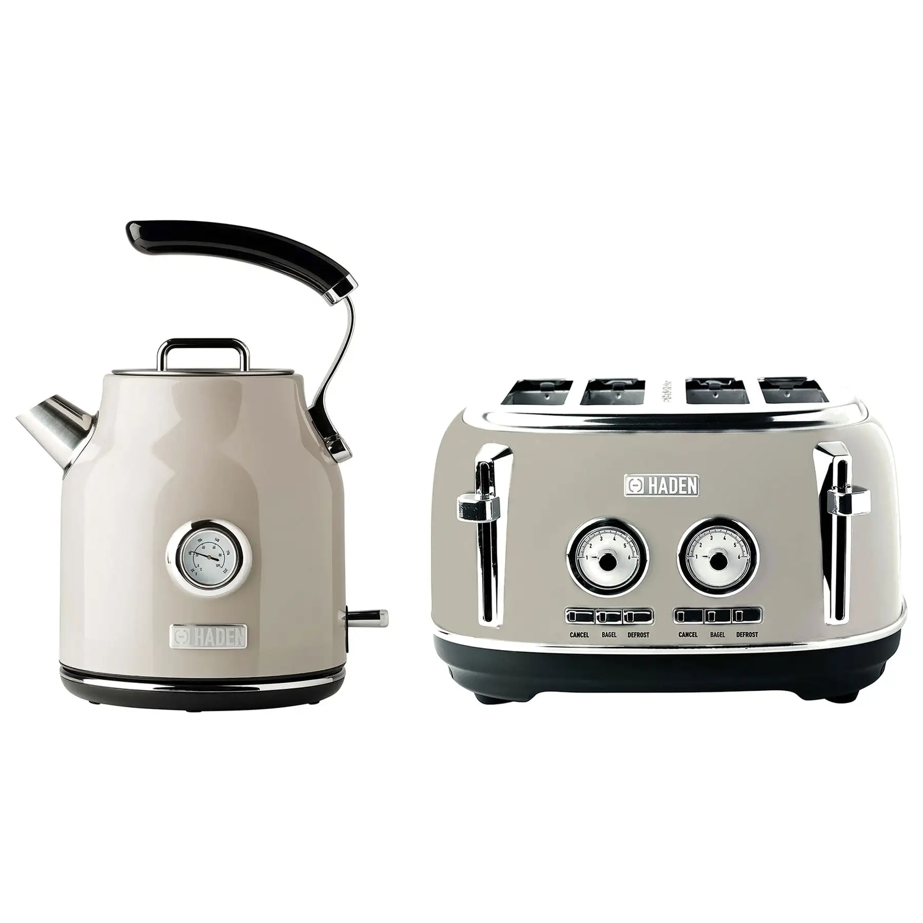 Haden 1.7L Electric Kettle and 4 Slice Toaster Kitchen Appliance Set, Putty