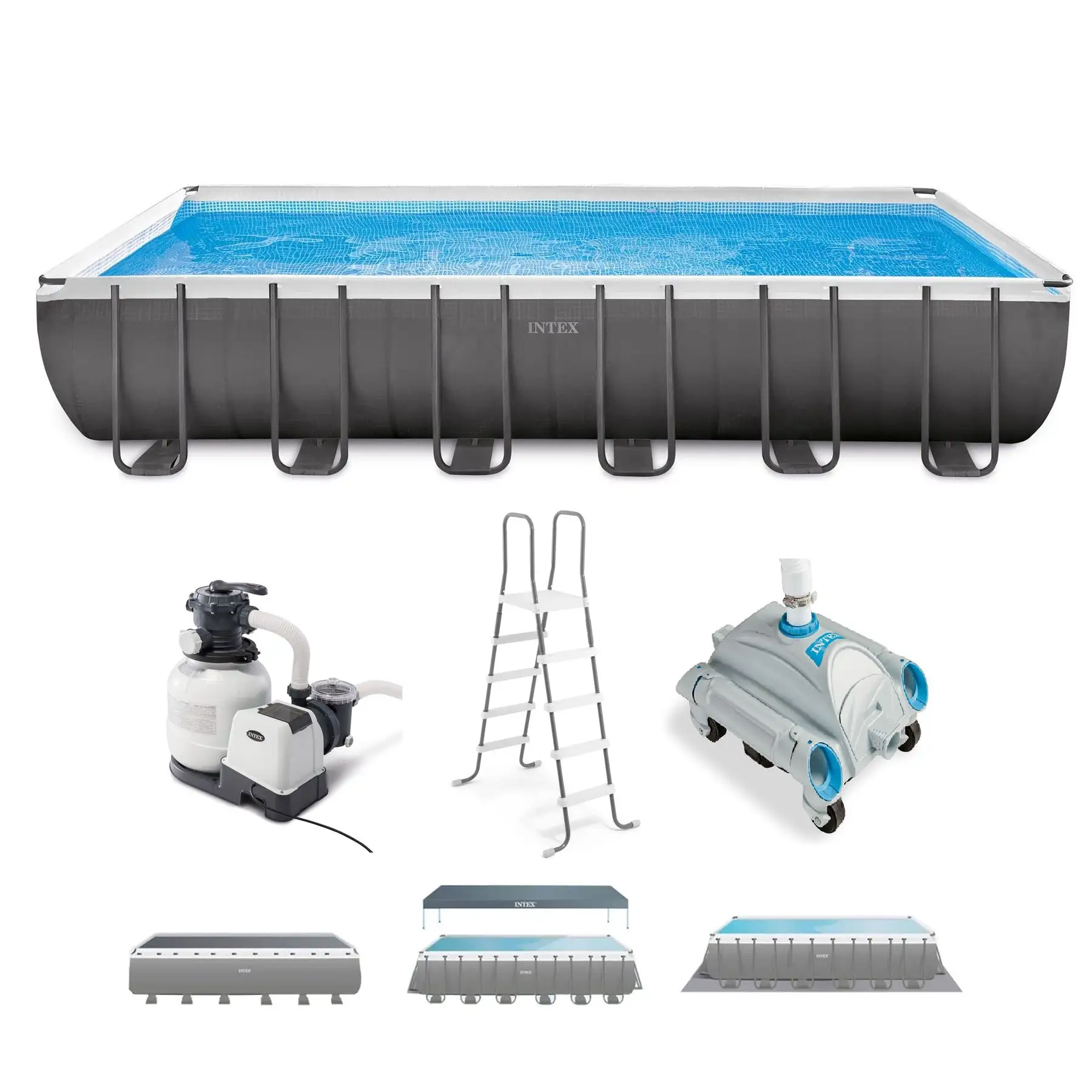 Intex Ultra XTR 24ft x 12ft x 52in Rectangular Frame Pool & Sand Vacuum Cleaner