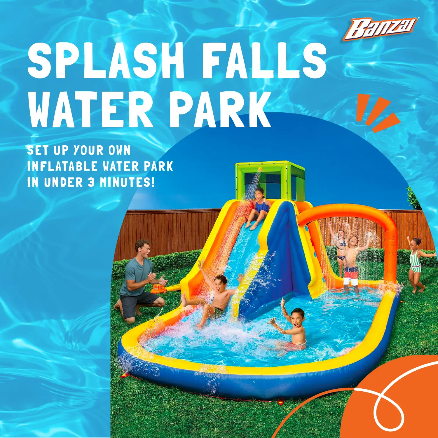 Banzai Splash Falls Water Park Backyard Inflatable Waterfall Slide/Climbing Wall - Image 2