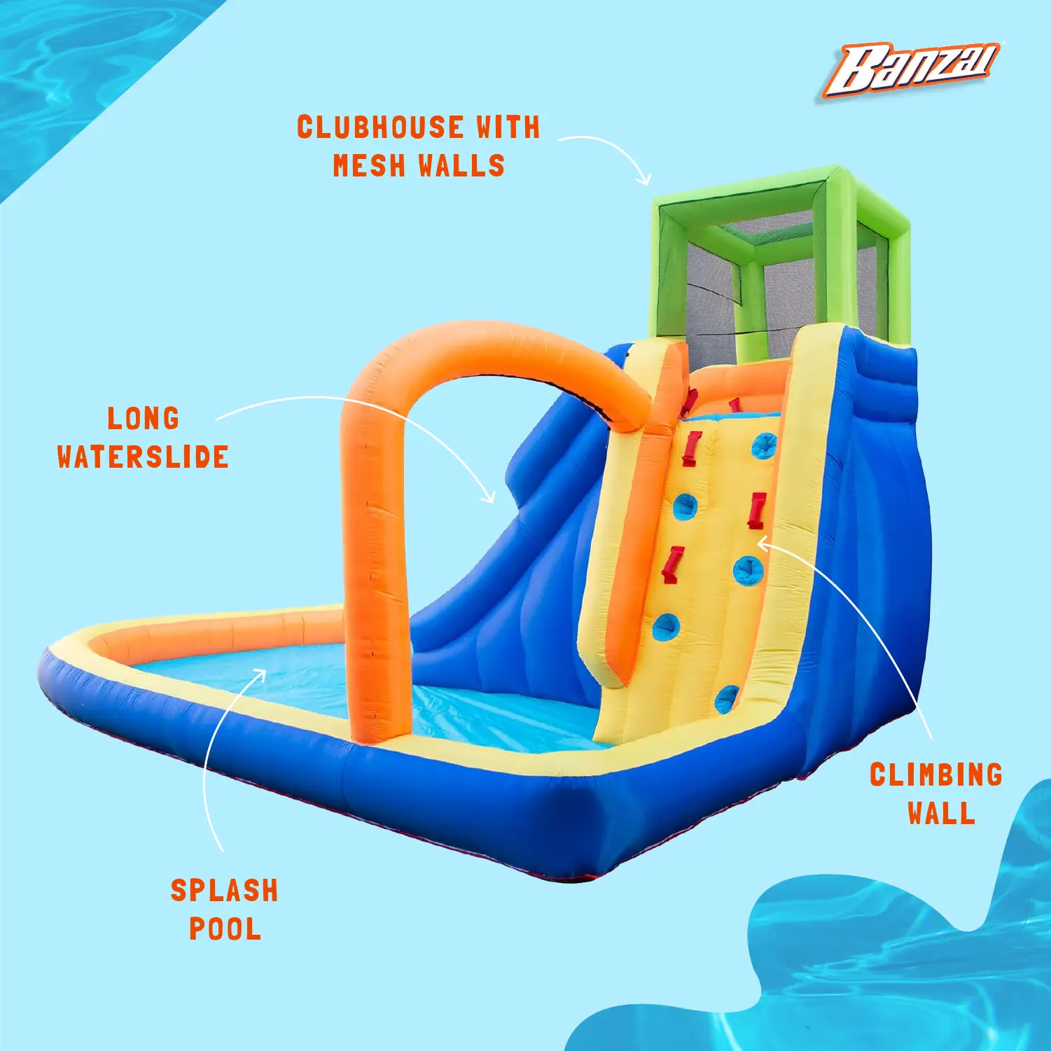 Banzai Splash Falls Water Park Backyard Inflatable Waterfall Slide/Climbing Wall - Image 3