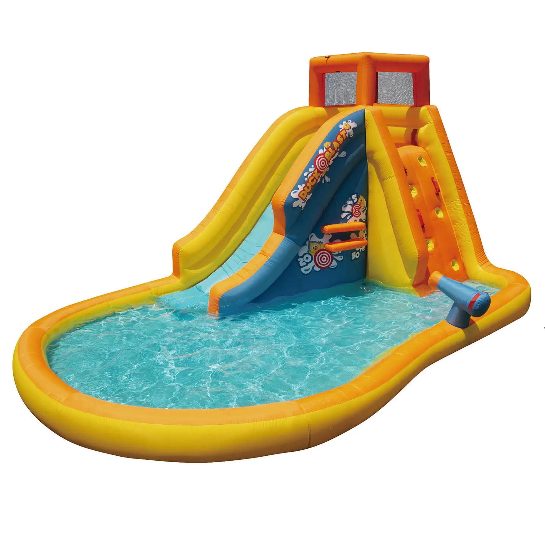 Banzai Duck Blast Water Park Inflatable Slide with Pool Float & Water Cannon