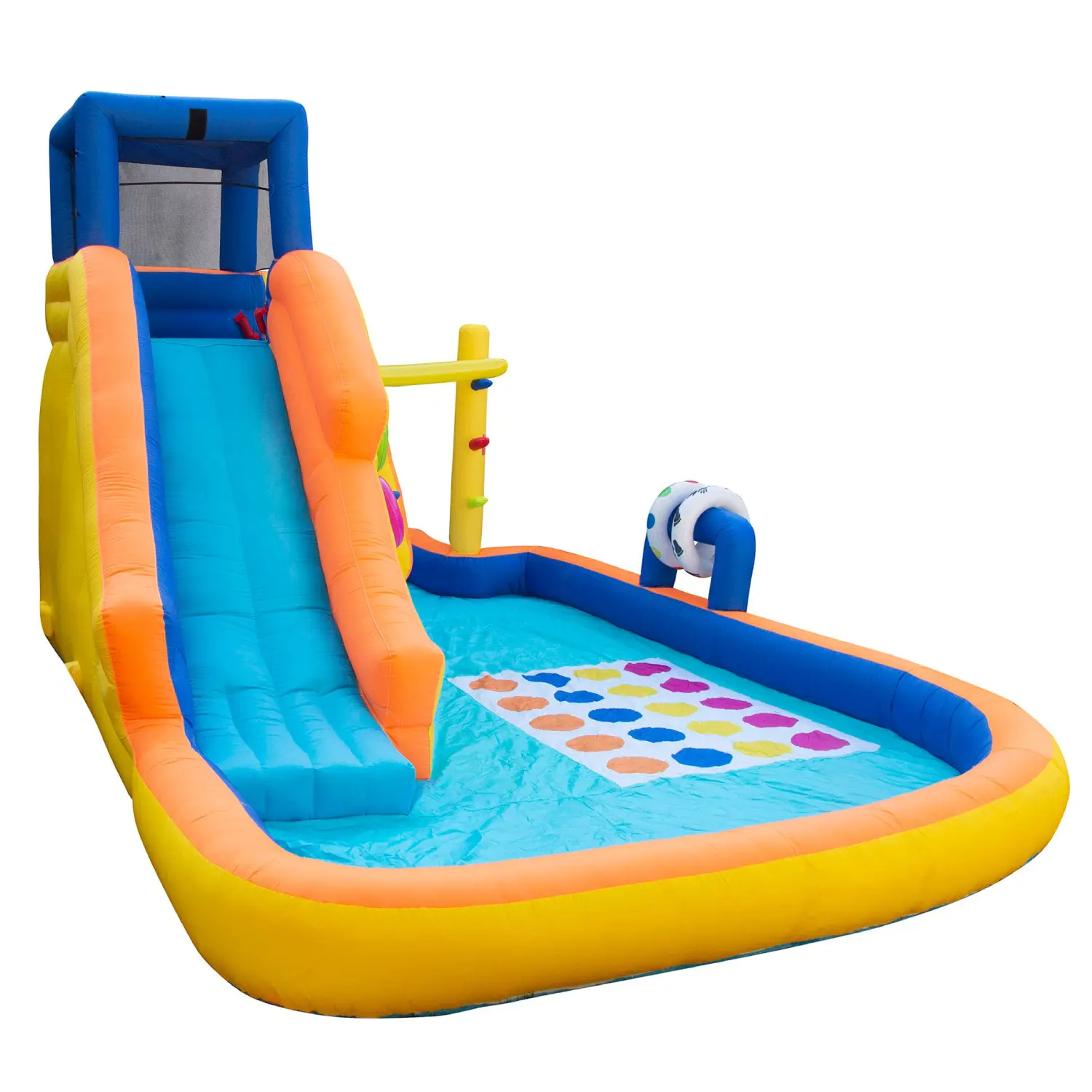 Banzai Inflatable Bounce House Water Game Park with Twister, Limbo, & Ring Toss