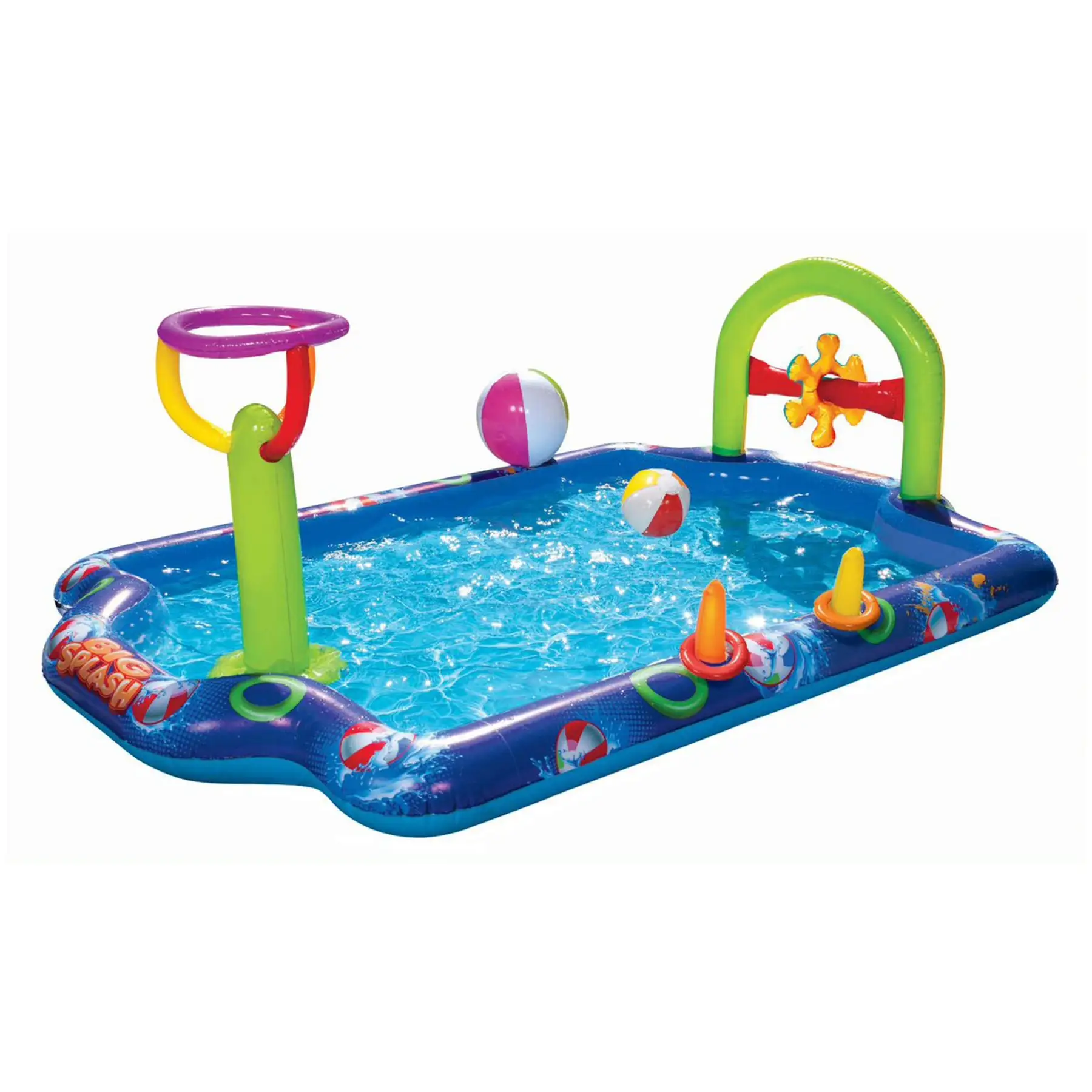 Banzai Big Splash Inflatable Play Center Pool with Beach Balls and Toss Rings