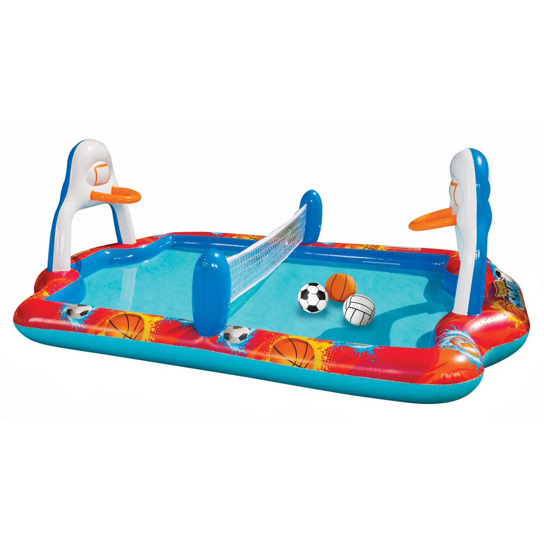 Banzai Outdoor Inflatable Sports Arena 4 In 1 Play Center Water Pool, Ages 3+