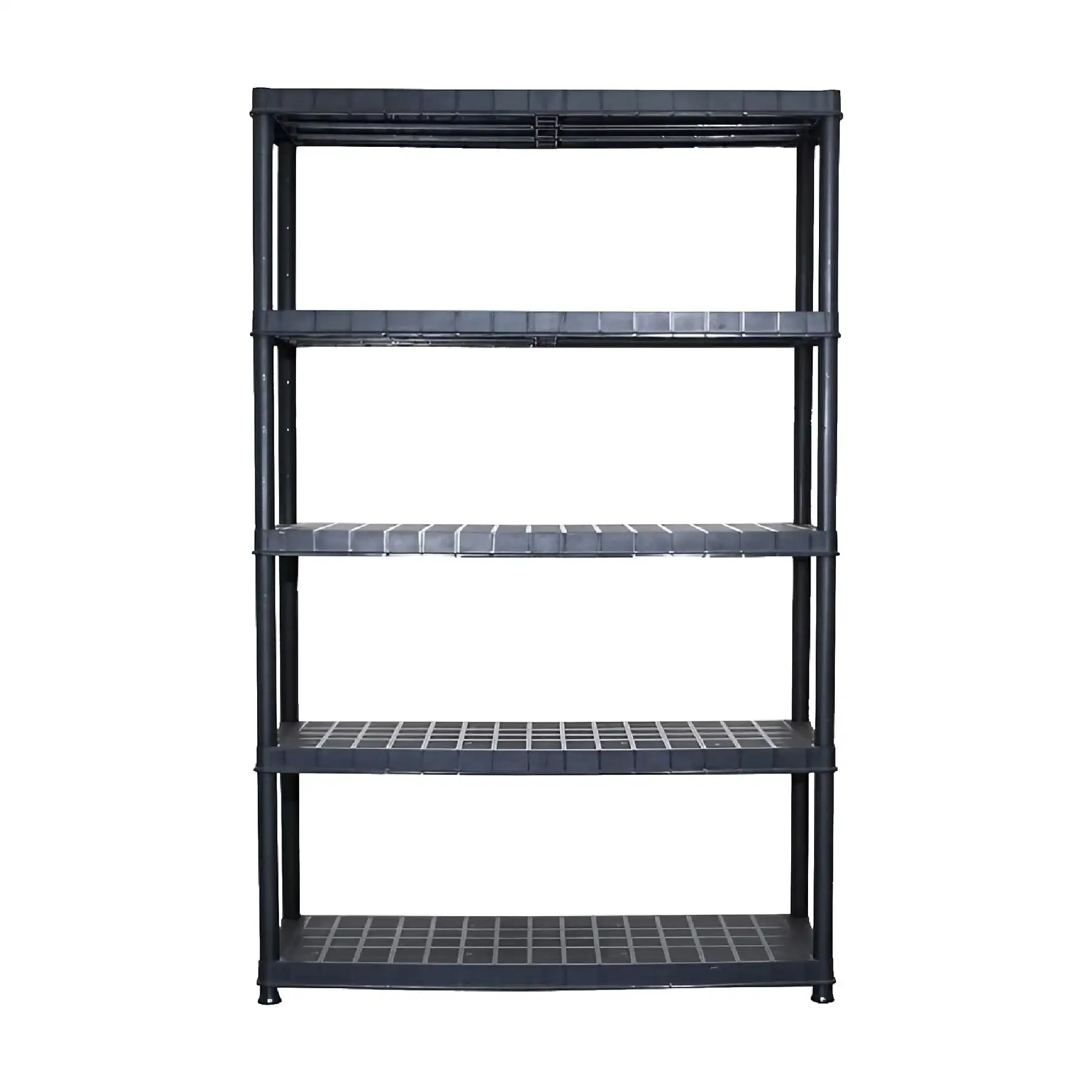 Ram Quality Products Extra 5 Tier Plastic Storage Shelf Unit for Garage, Black