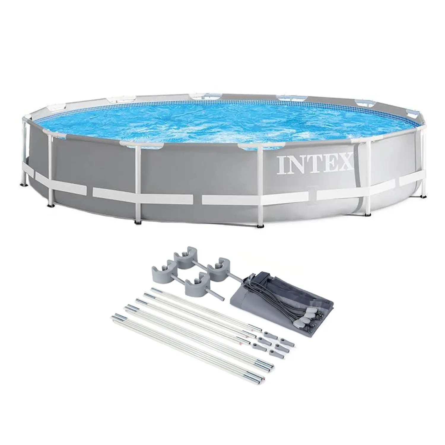 Intex 26711EH 12' x 30" Metal Frame Above Ground Swimming Pool w/ Pump & Canopy