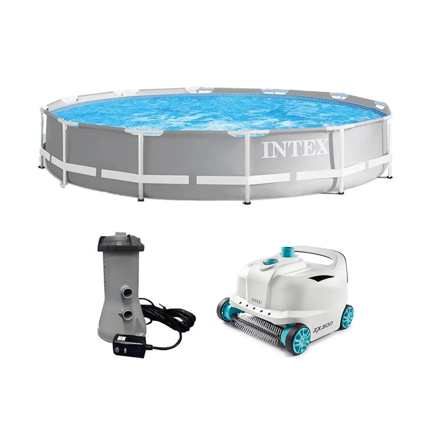 Intex 26711EH 12ft x 30in Frame Above Ground Swimming Pool Set & Robot Vacuum