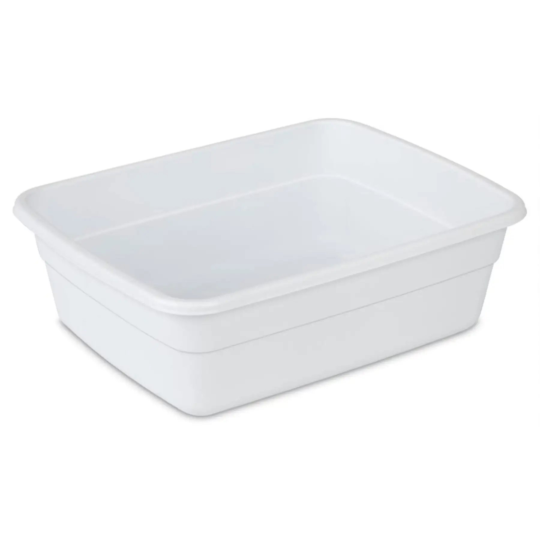 Sterilite Small Portable Rectangle Plastic 8 Qt Dish Pan Basin, White (24 Pack)